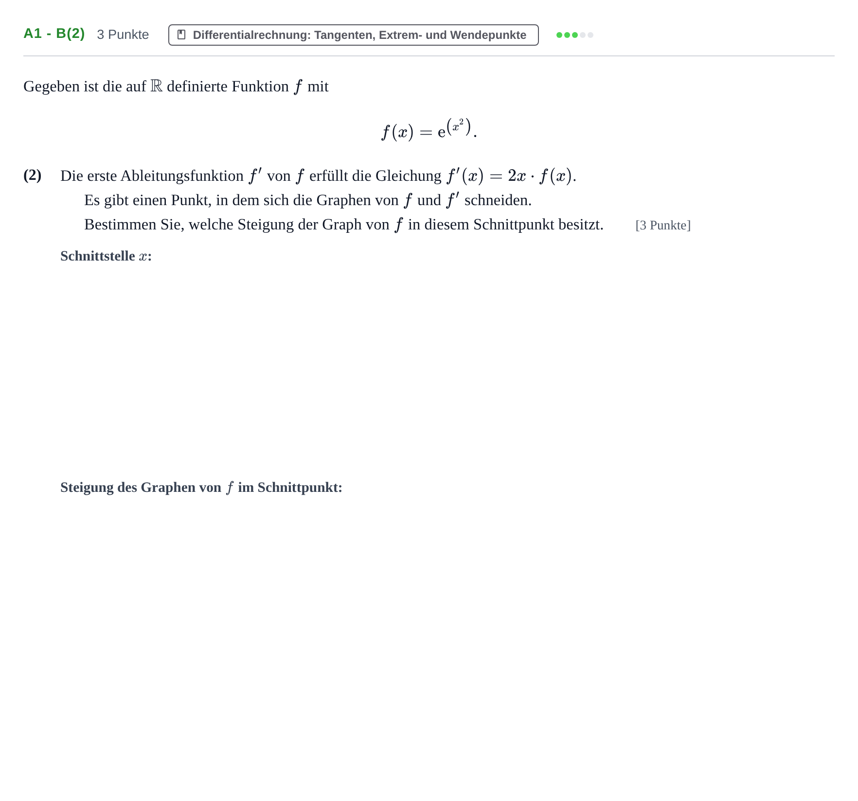 Aufgabenstellung: Aufgabe A1 - b(2) · Abitur NRW Mathematik LK · Haupttermin · CAS 2023