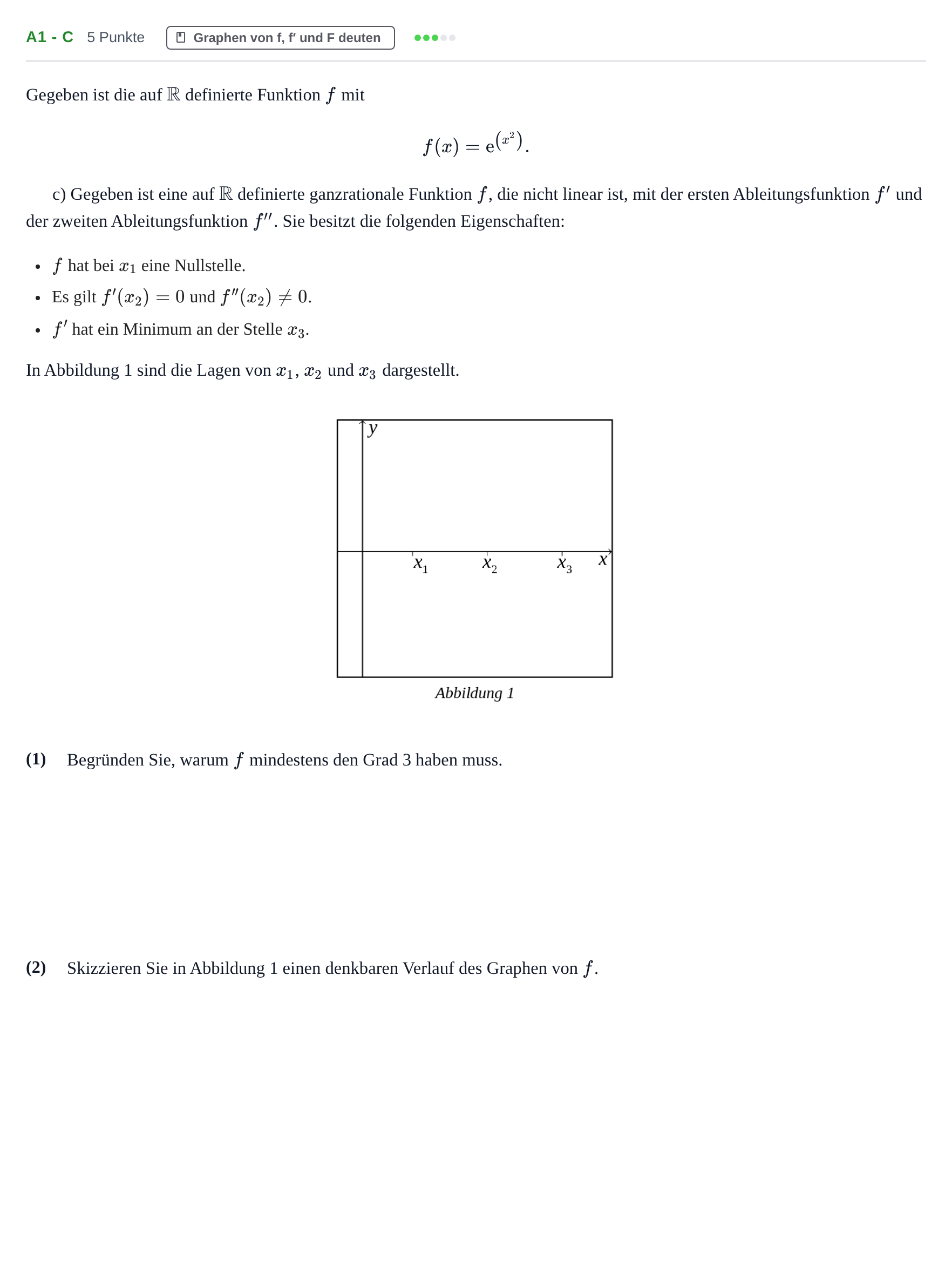 Aufgabenstellung: Aufgabe A1 - c · Abitur NRW Mathematik LK · Haupttermin · CAS 2023