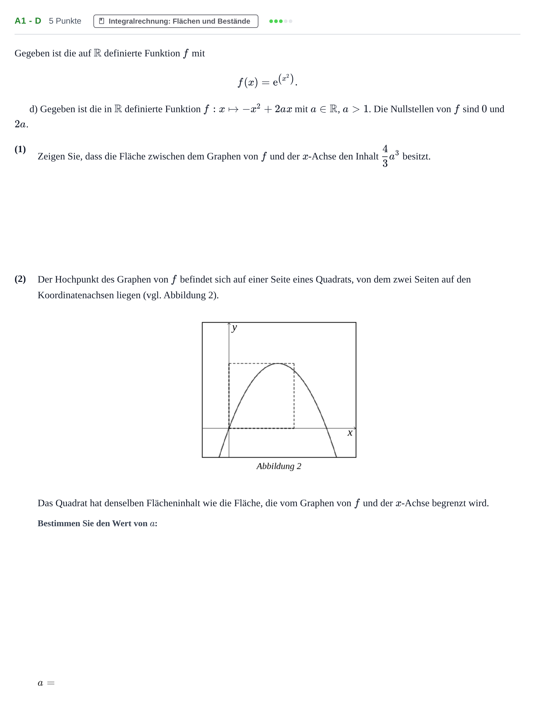 Aufgabenstellung: Aufgabe A1 - d · Abitur NRW Mathematik LK · Haupttermin · CAS 2023