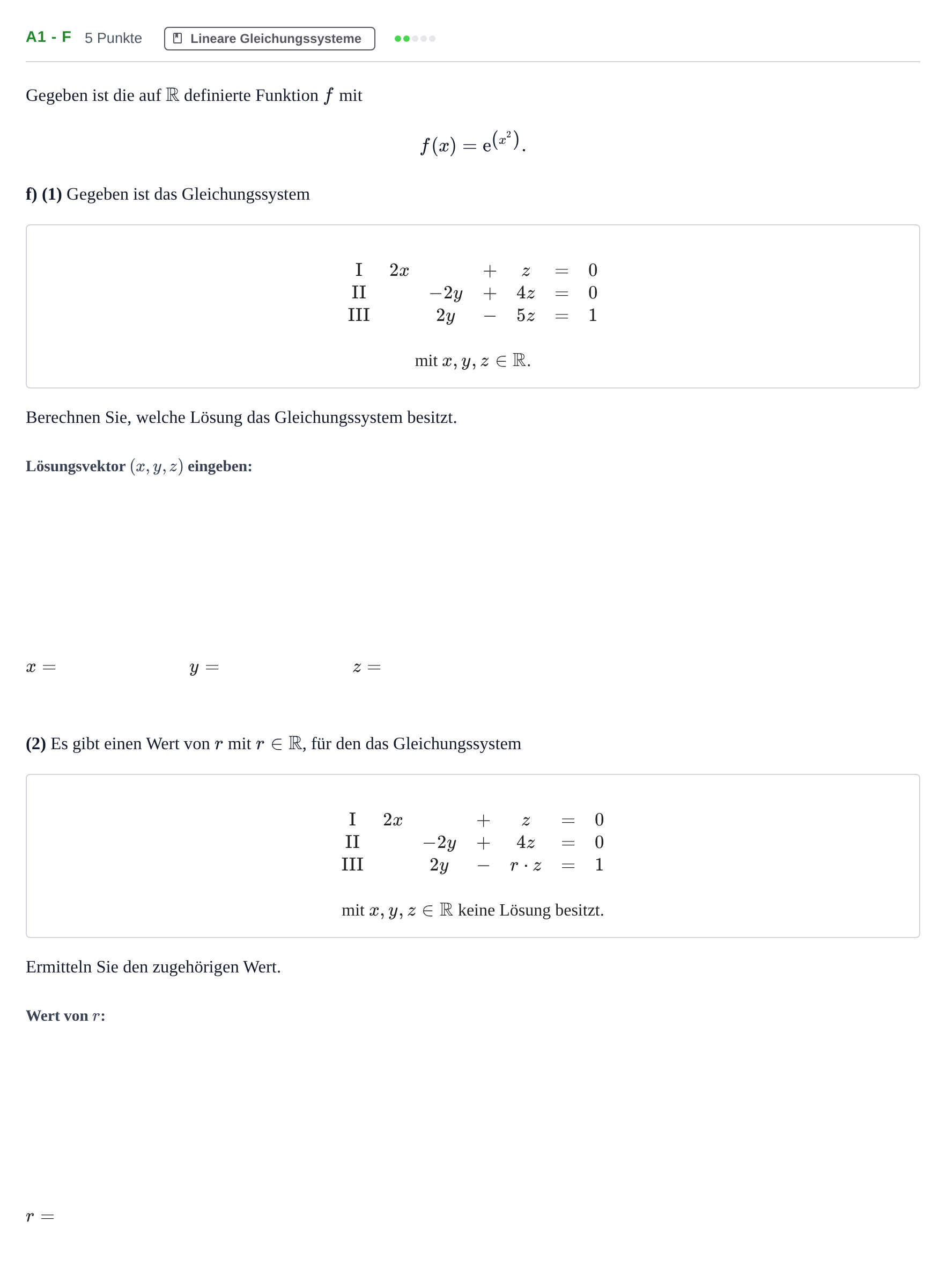 Aufgabenstellung: Aufgabe A1 - f · Abitur NRW Mathematik LK · Haupttermin · CAS 2023