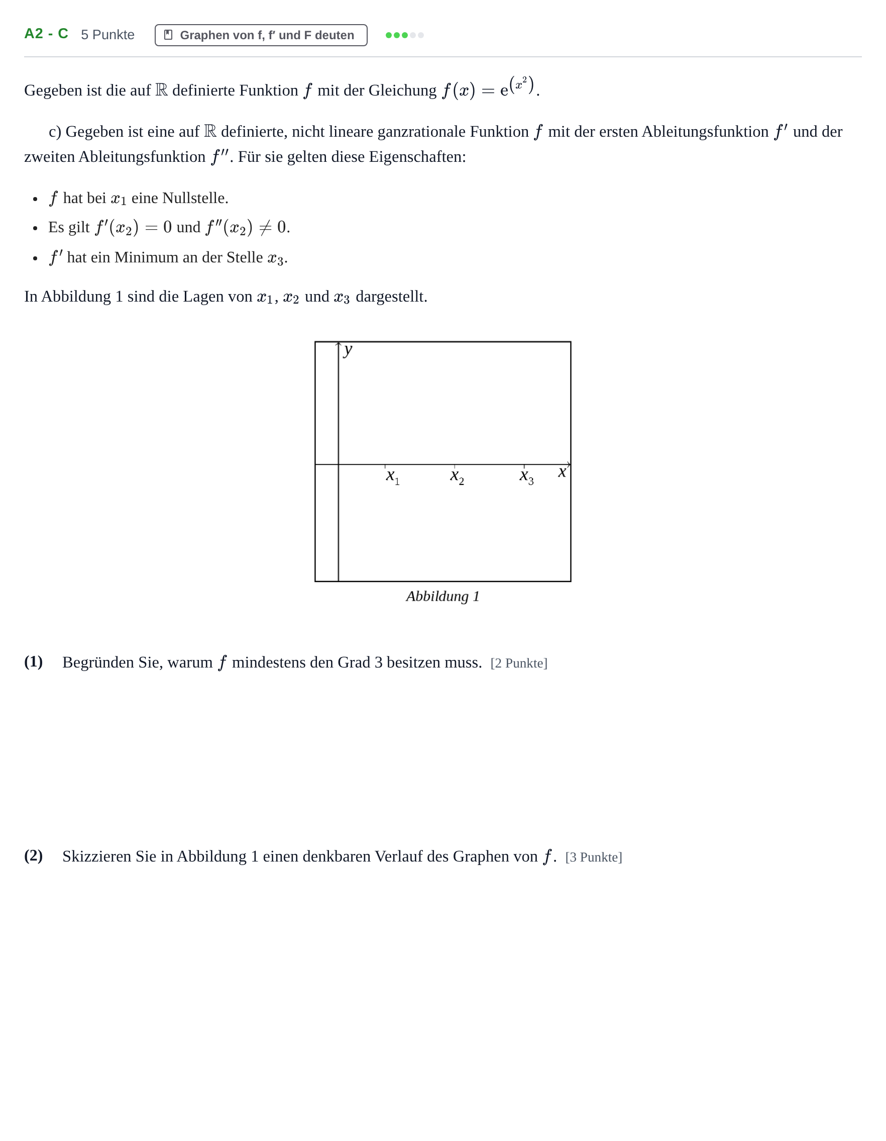Aufgabenstellung: Aufgabe A2 - c · Abitur NRW Mathematik LK · Haupttermin · CAS 2023