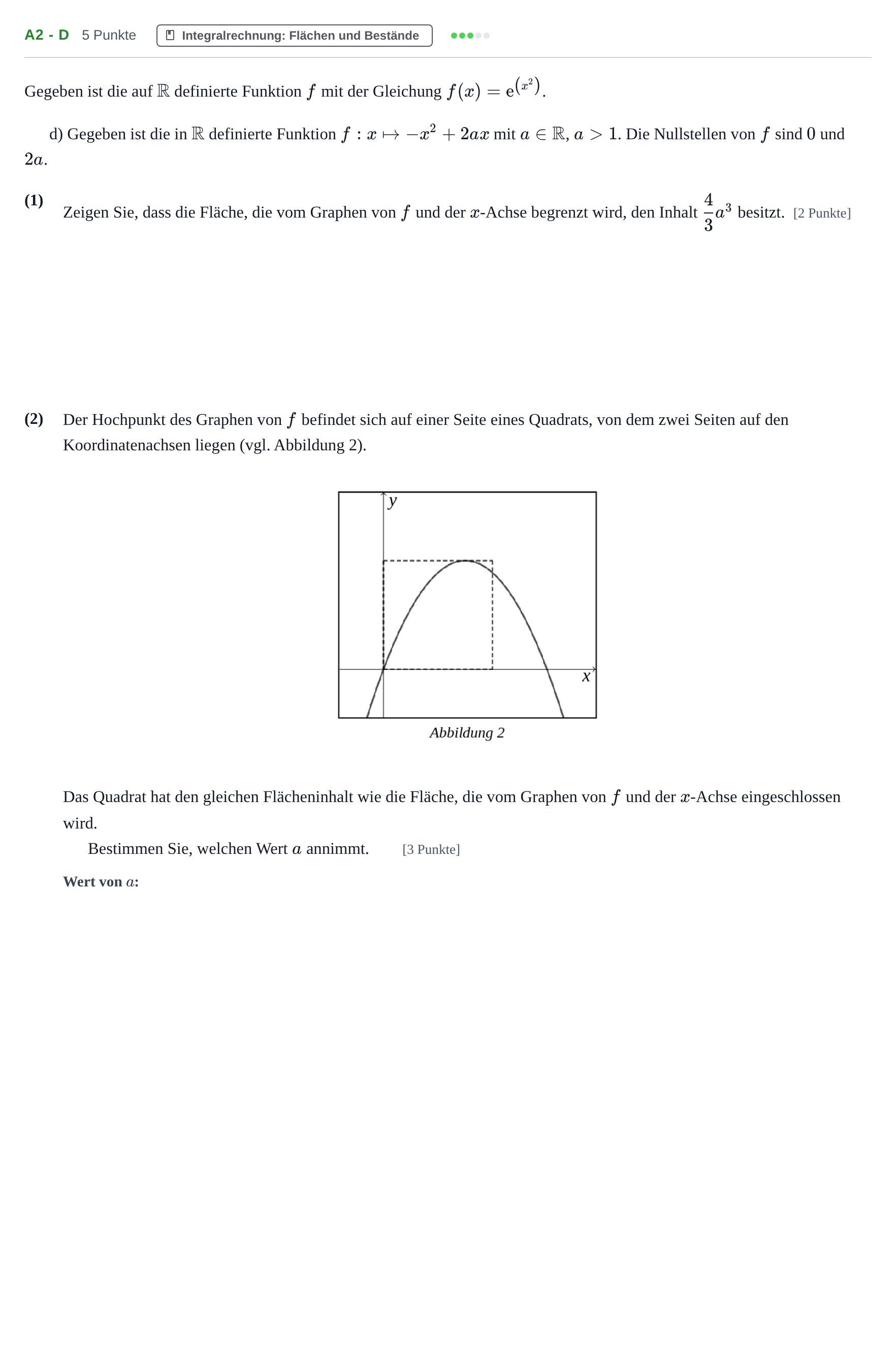 Aufgabenstellung: Aufgabe A2 - d · Abitur NRW Mathematik LK · Haupttermin · CAS 2023