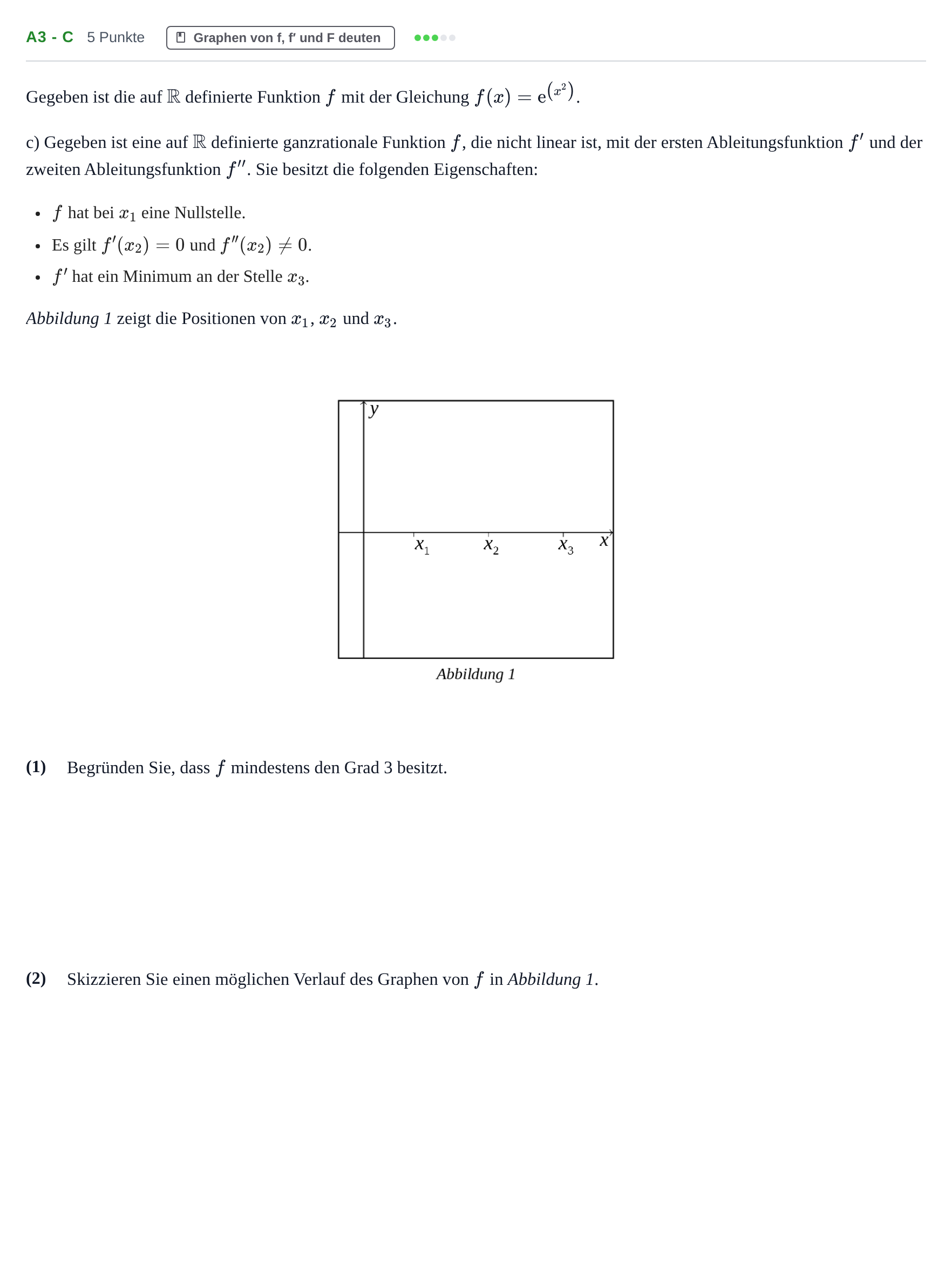Aufgabenstellung: Aufgabe A3 - c · Abitur NRW Mathematik LK · Haupttermin · CAS 2023