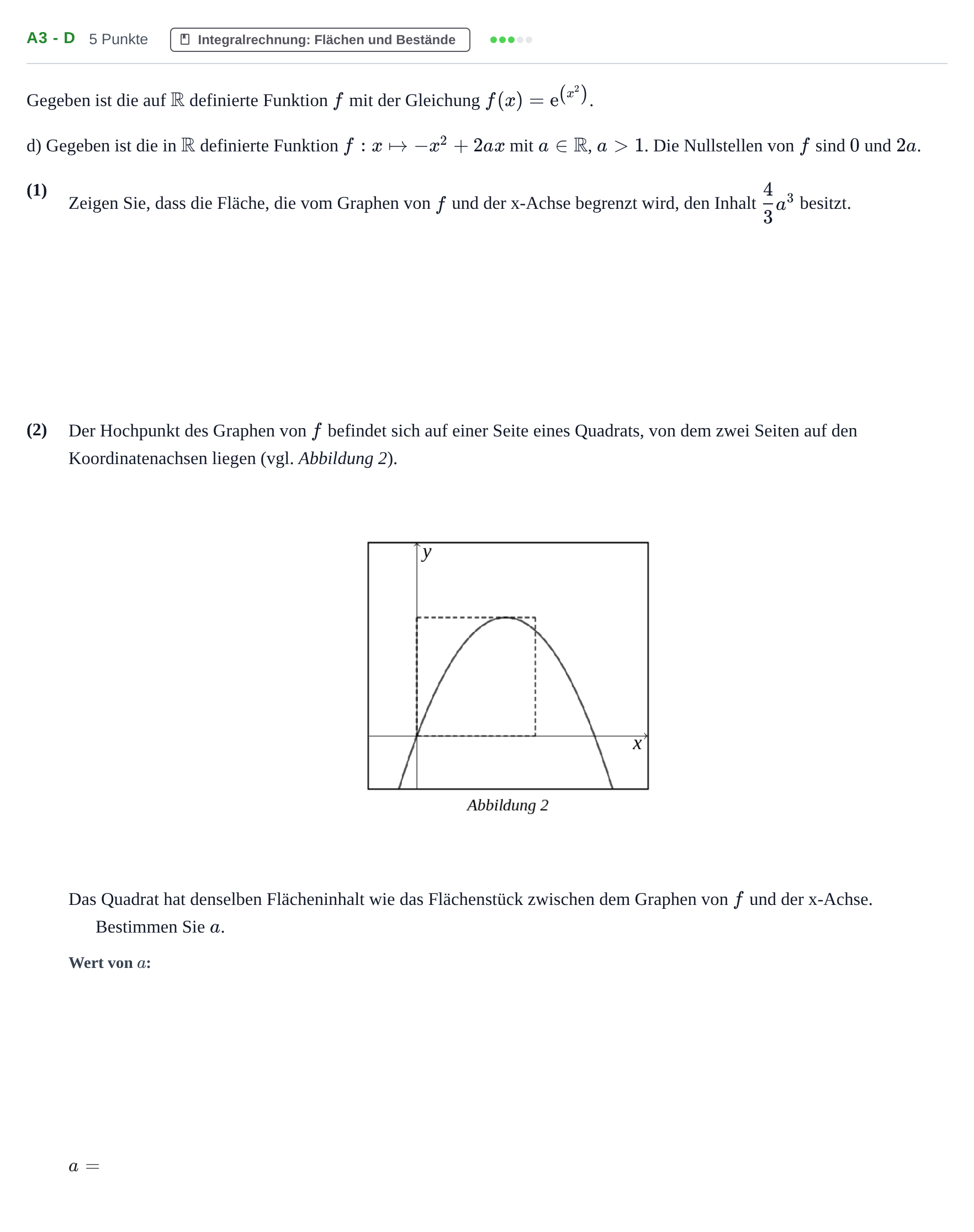 Aufgabenstellung: Aufgabe A3 - d · Abitur NRW Mathematik LK · Haupttermin · CAS 2023