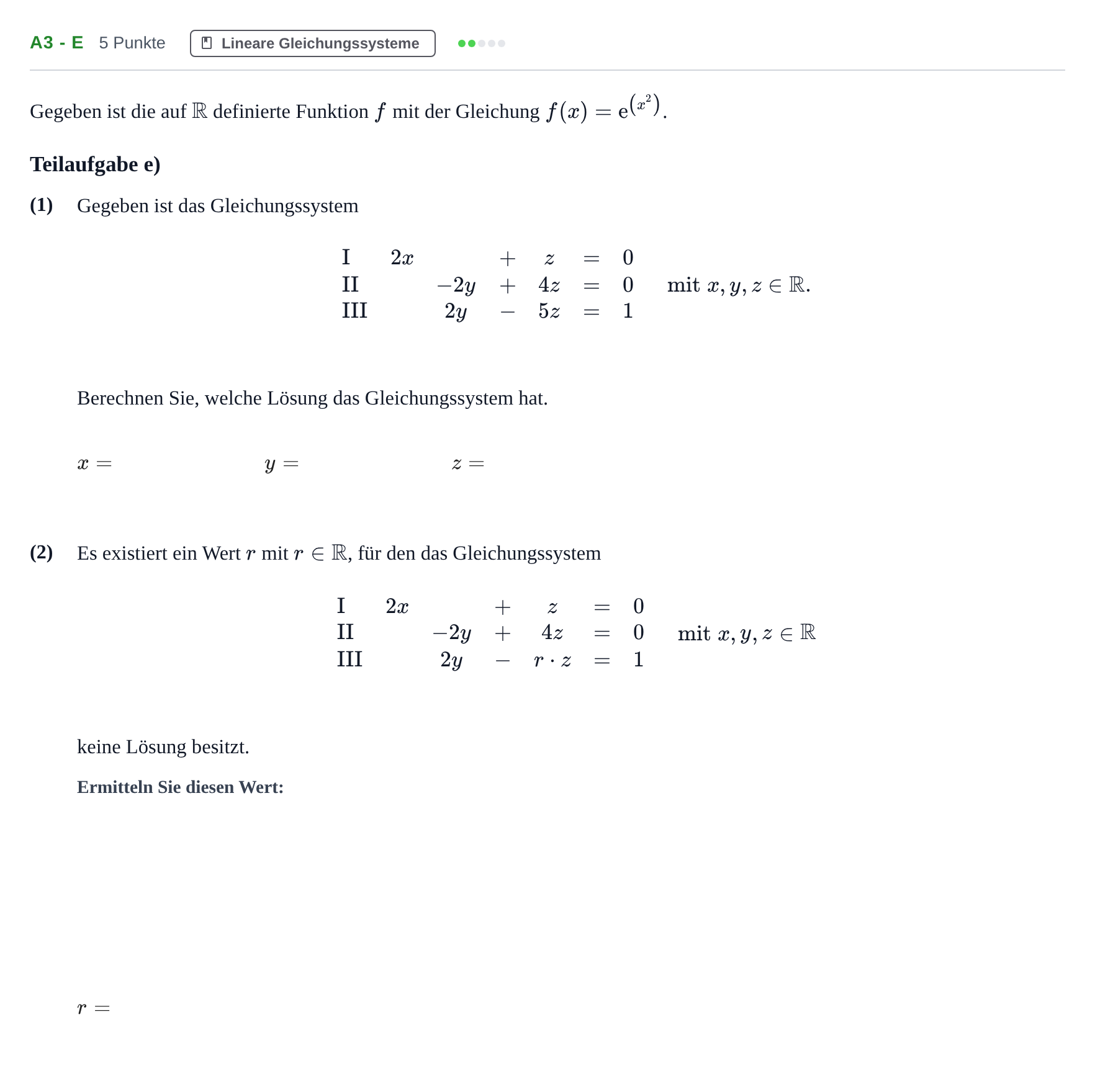 Aufgabenstellung: Aufgabe A3 - e · Abitur NRW Mathematik LK · Haupttermin · CAS 2023