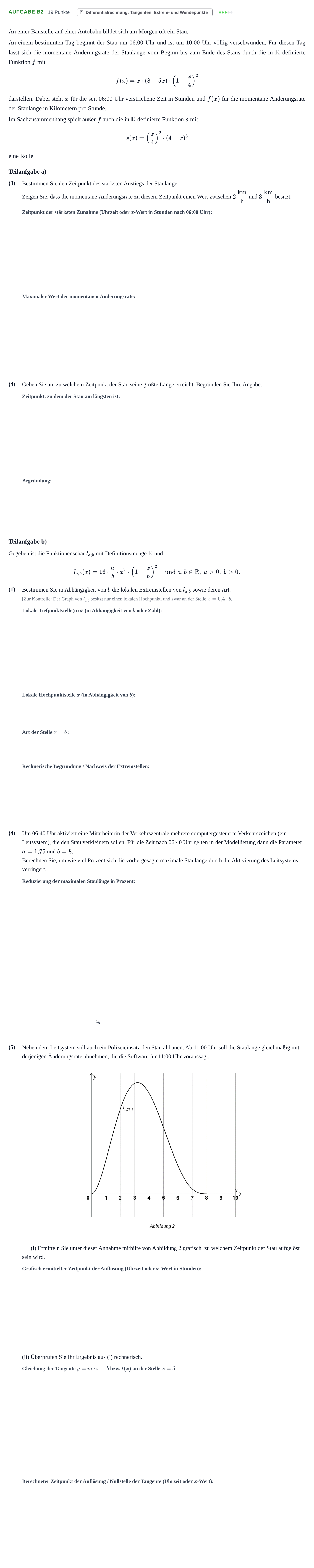 Aufgabenstellung: Aufgabe B2 - Differentialrechnung · Abitur NRW Mathematik LK · Haupttermin · CAS 2023