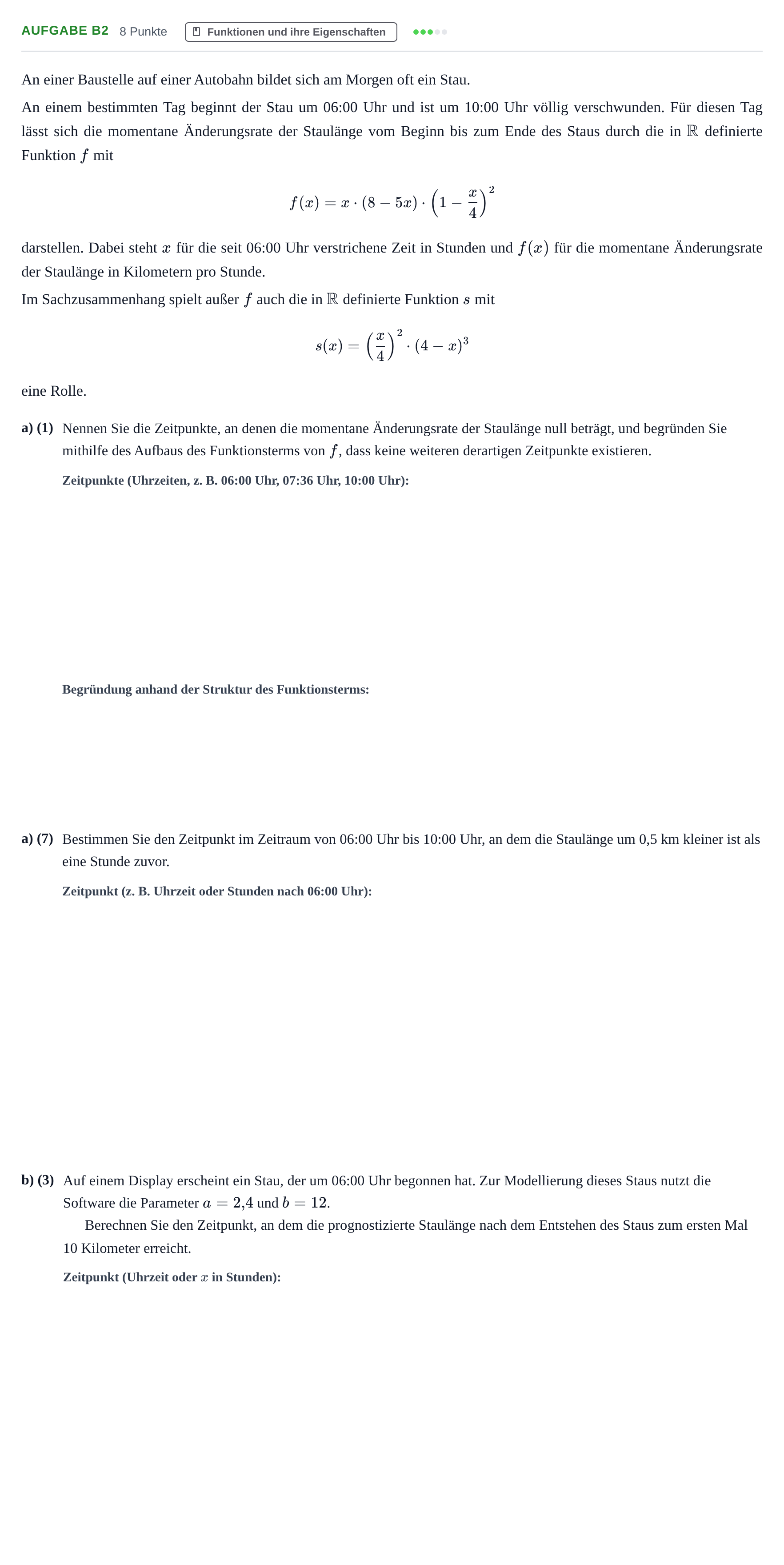 Aufgabenstellung: Aufgabe B2 - Funktionen und ihre Eigenschaften · Abitur NRW Mathematik LK · Haupttermin · CAS 2023