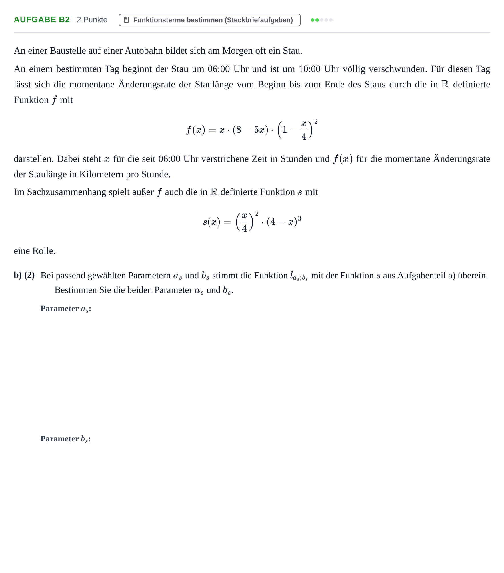 Aufgabenstellung: Aufgabe B2 - Funktionsterme bestimmen · Abitur NRW Mathematik LK · Haupttermin · CAS 2023