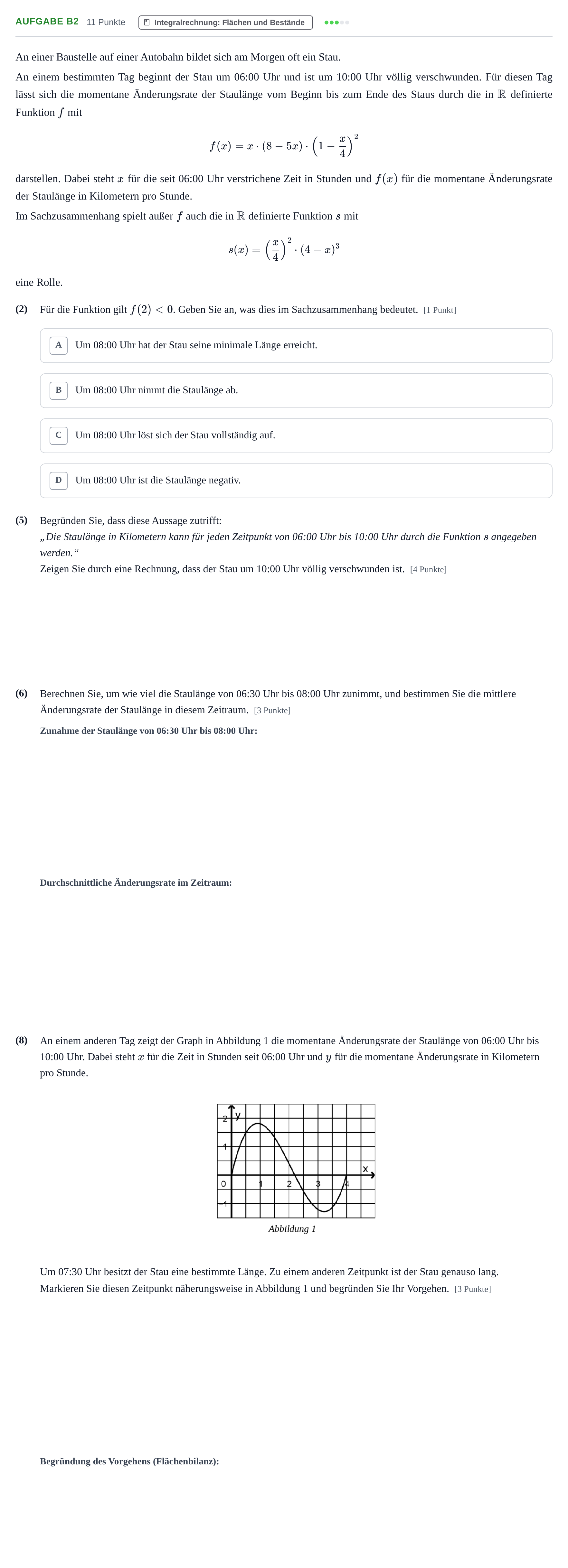 Aufgabenstellung: Aufgabe B2 - Integralrechnung · Abitur NRW Mathematik LK · Haupttermin · CAS 2023