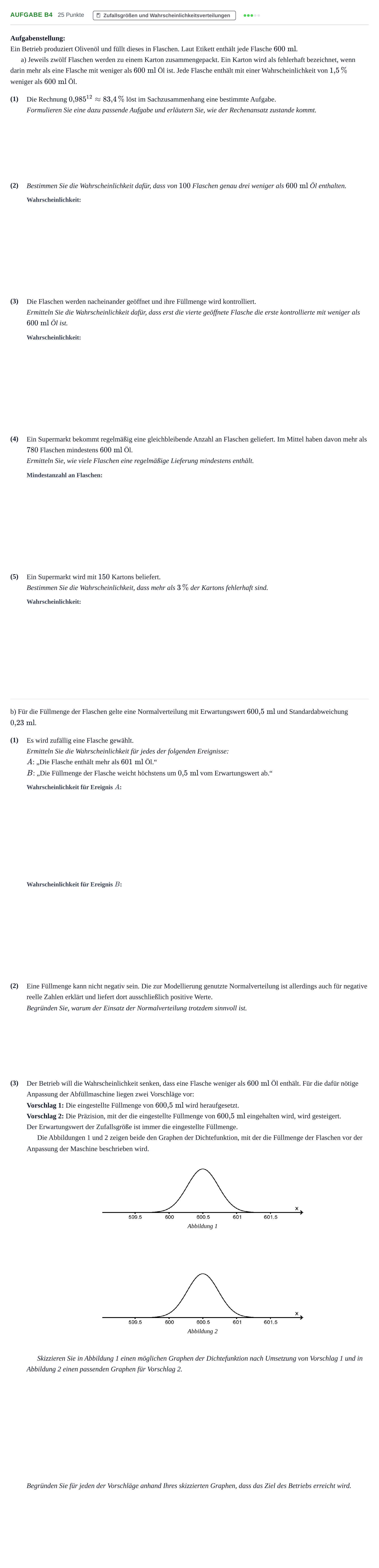 Aufgabenstellung: Aufgabe B4 · Abitur NRW Mathematik LK · Haupttermin · CAS 2023