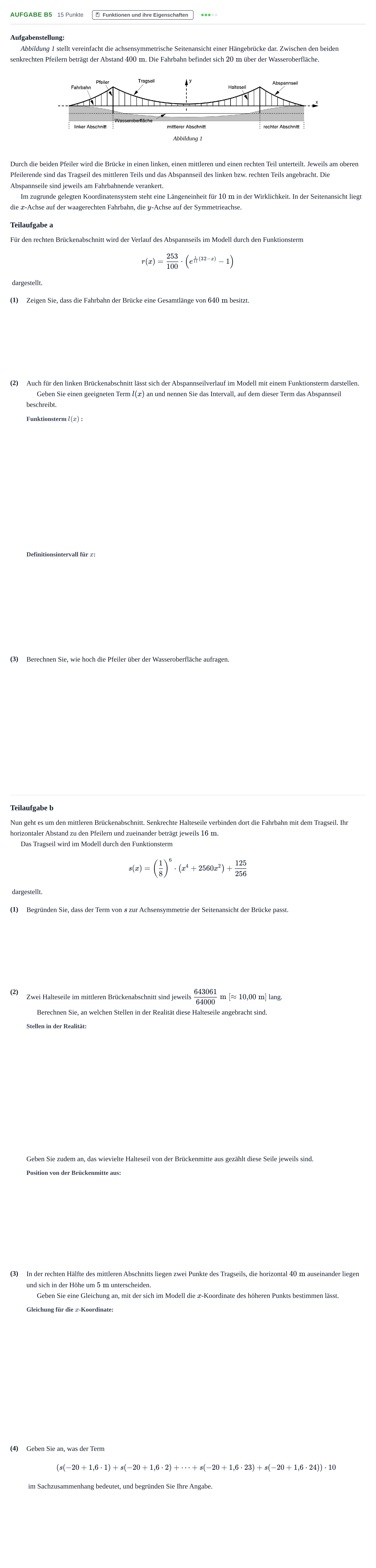 Aufgabenstellung: Aufgabe B5 - Funktionen und ihre Eigenschaften · Abitur NRW Mathematik LK · Haupttermin · CAS 2023