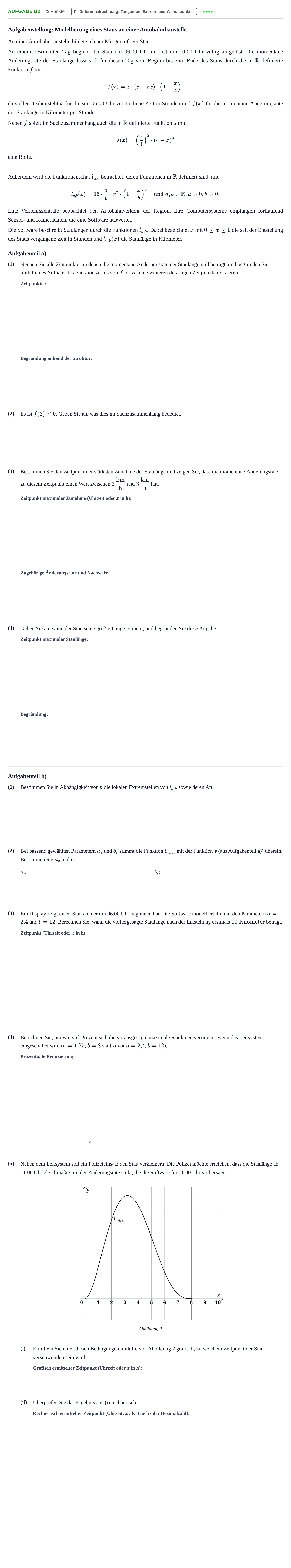 Aufgabenstellung: Aufgabe B2 - Differentialrechnung · Abitur NRW Mathematik LK · Haupttermin · CAS · Weiterbildungsk 2023