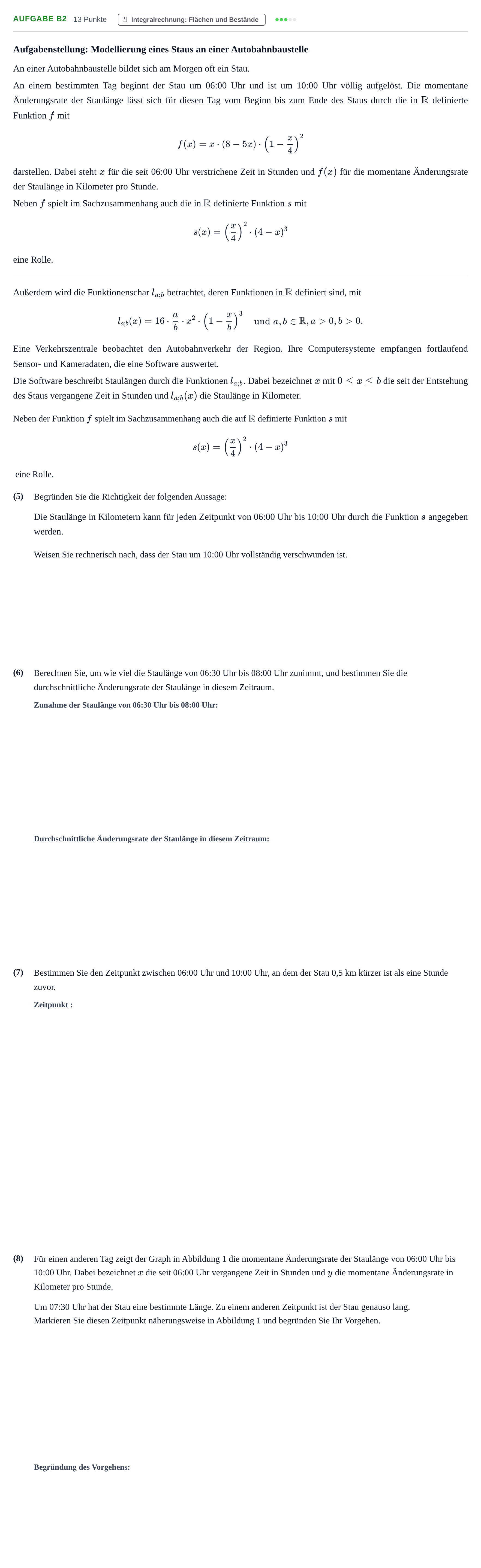 Aufgabenstellung: Aufgabe B2 - Integralrechnung · Abitur NRW Mathematik LK · Haupttermin · CAS · Weiterbildungsk 2023