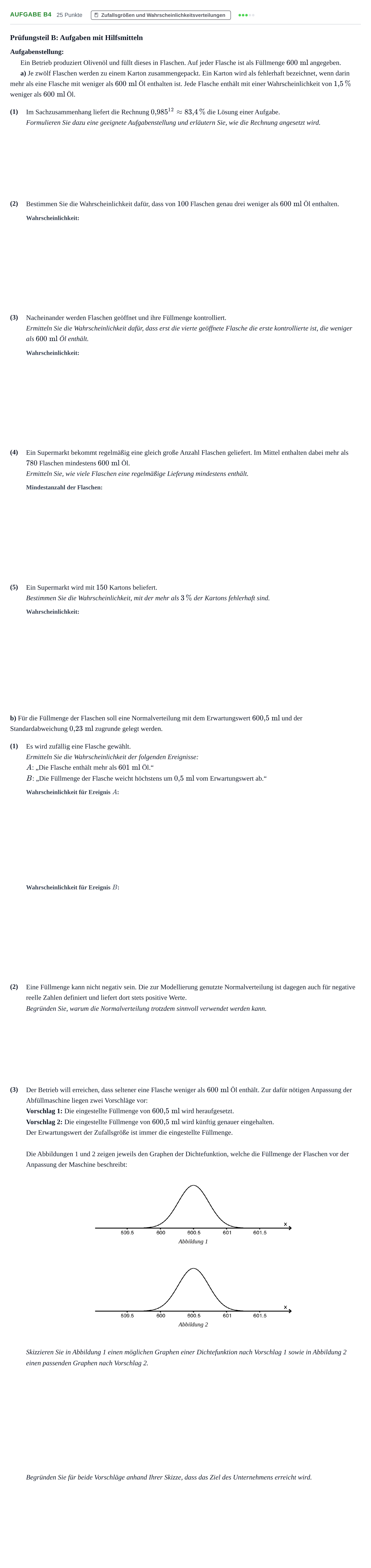 Aufgabenstellung: Aufgabe B4 · Abitur NRW Mathematik LK · Haupttermin · CAS · Weiterbildungsk 2023