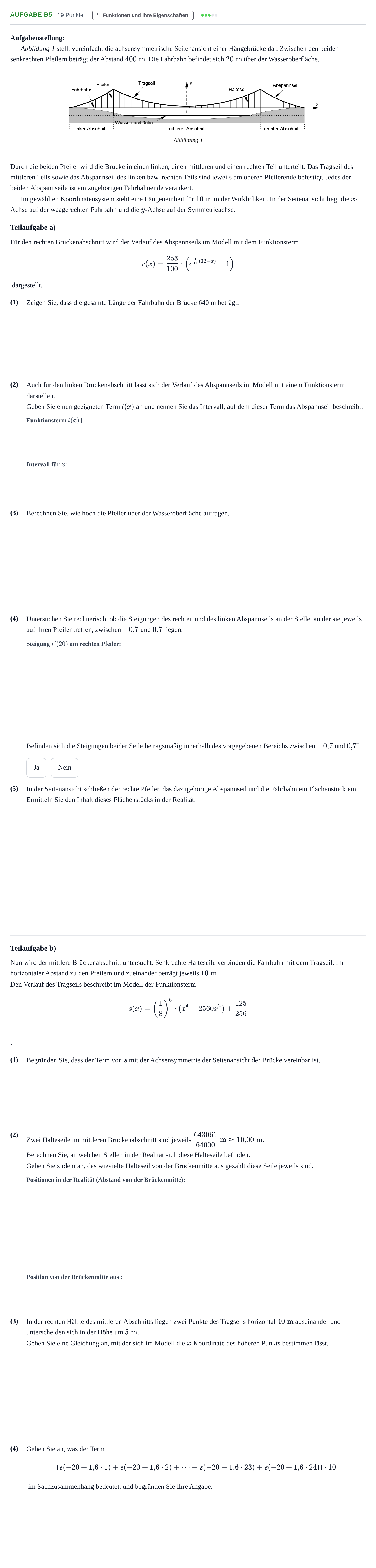 Aufgabenstellung: Aufgabe B5 - Funktionen und ihre Eigenschaften · Abitur NRW Mathematik LK · Haupttermin · CAS · Weiterbildungsk 2023
