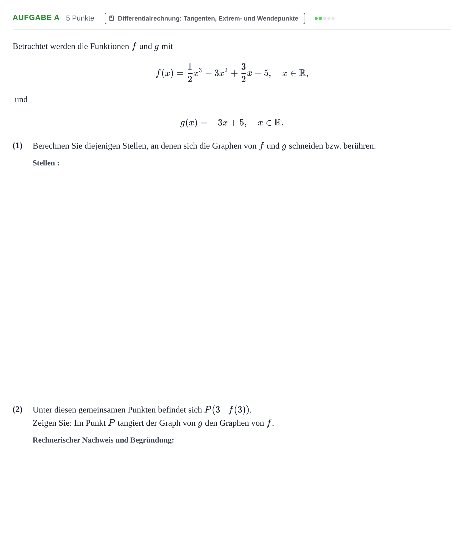 Aufgabenstellung: Aufgabe a · Abitur NRW Mathematik LK · Haupttermin · CAS · Weiterbildungsk 2023