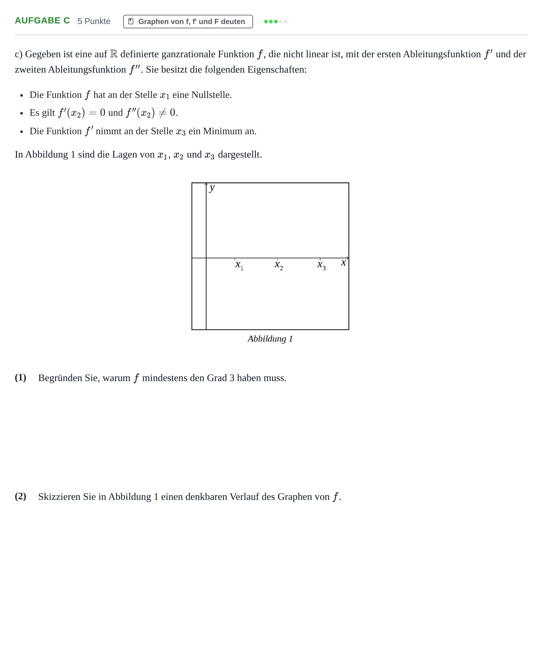 Aufgabenstellung: Aufgabe c · Abitur NRW Mathematik LK · Haupttermin · CAS · Weiterbildungsk 2023