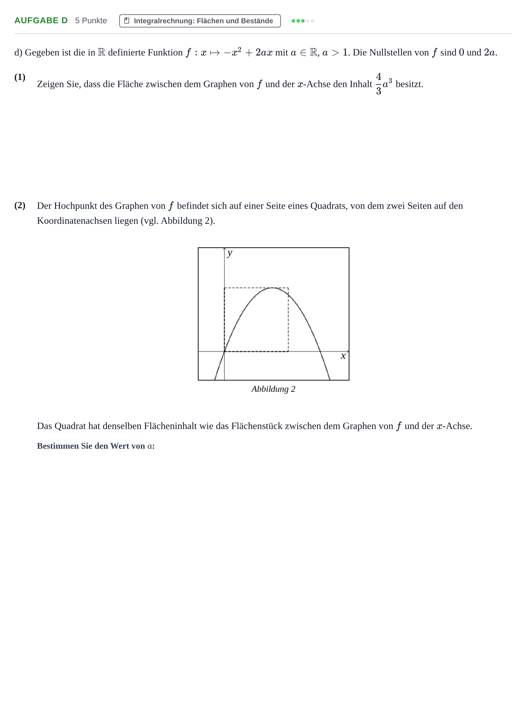 Aufgabenstellung: Aufgabe d · Abitur NRW Mathematik LK · Haupttermin · CAS · Weiterbildungsk 2023