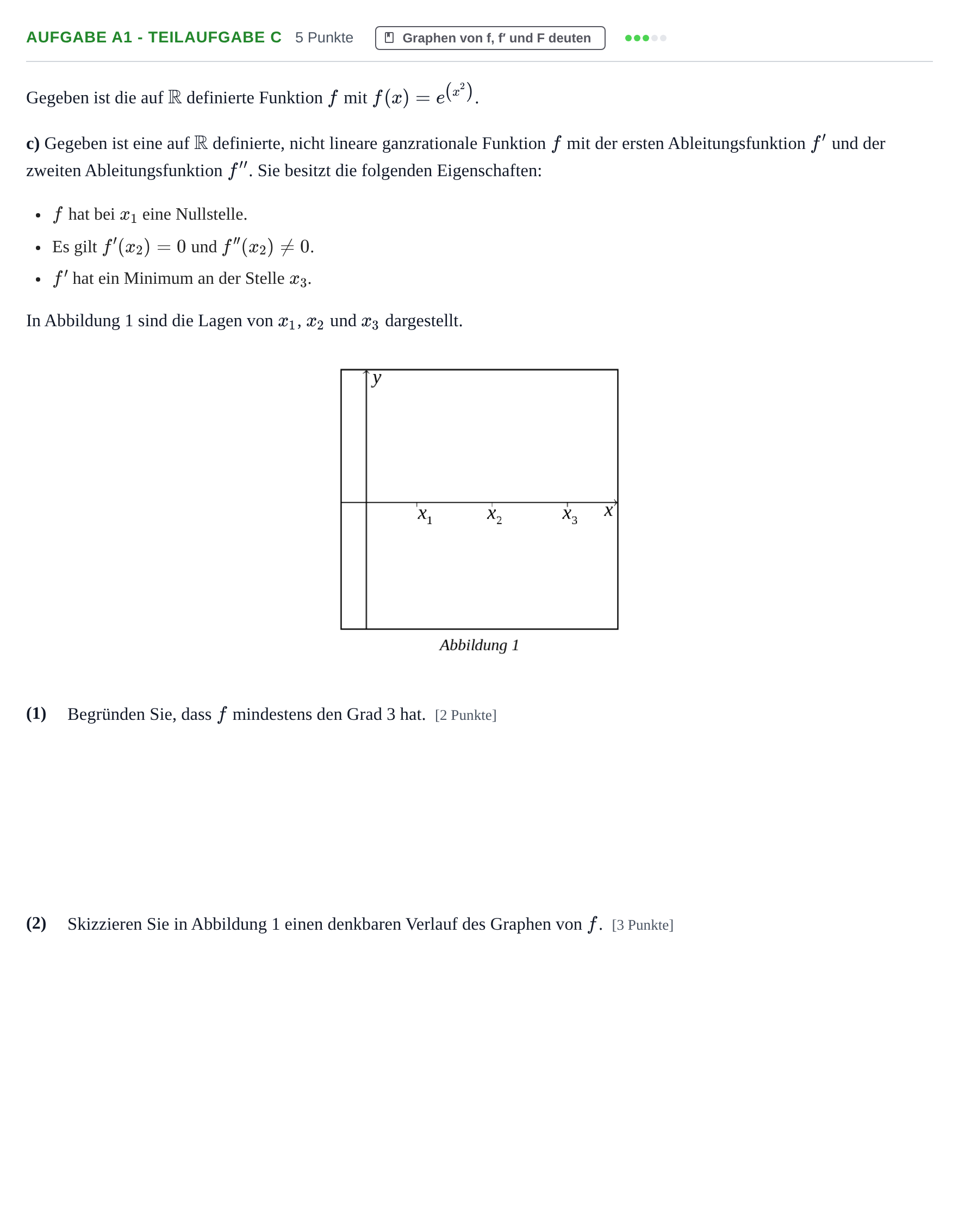 Aufgabenstellung: Aufgabe A1 - Teilaufgabe c · Abitur NRW Mathematik LK · Haupttermin · GTR 2023