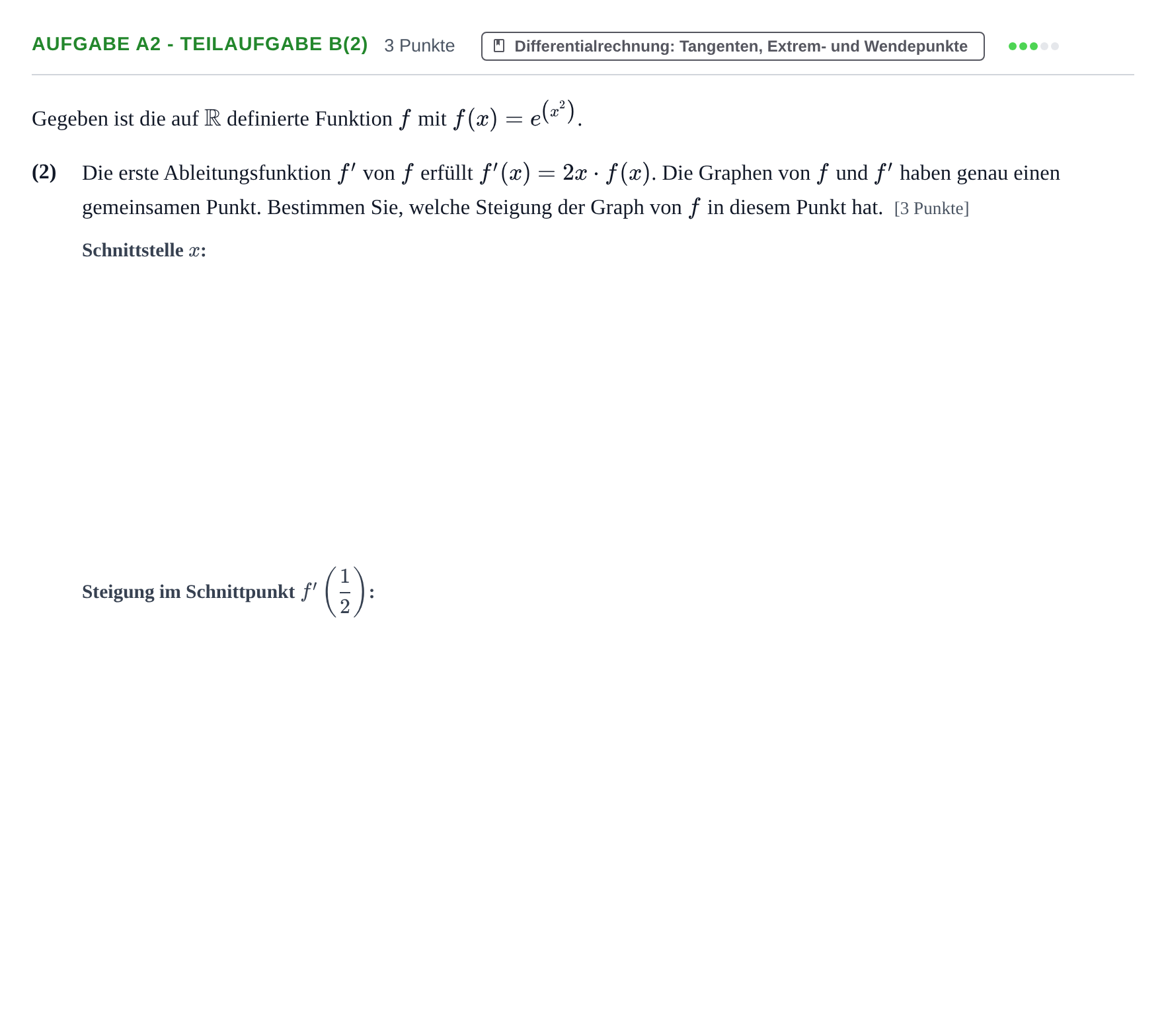 Aufgabenstellung: Aufgabe A2 - Teilaufgabe b(2) · Abitur NRW Mathematik LK · Haupttermin · GTR 2023