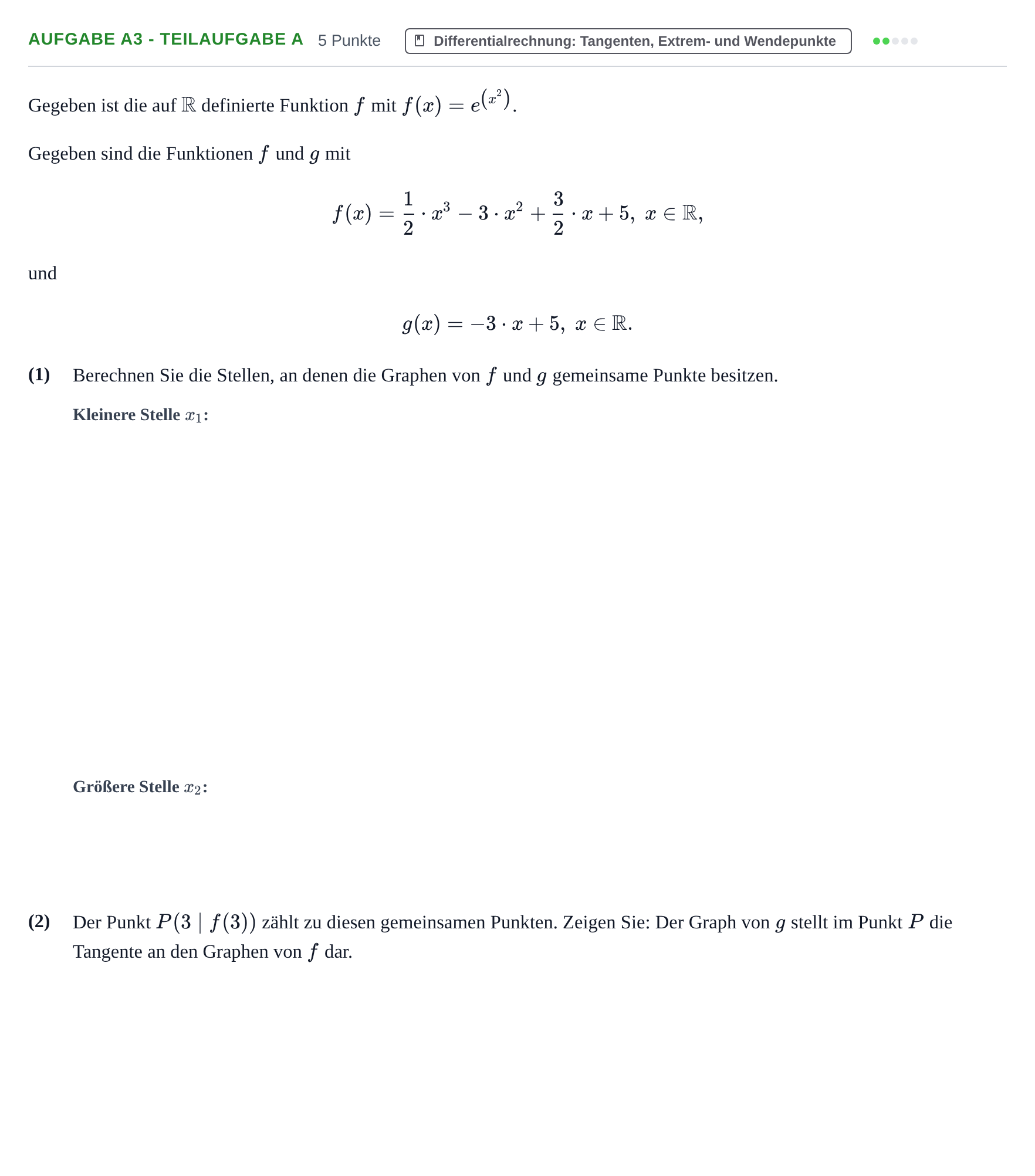Aufgabenstellung: Aufgabe A3 - Teilaufgabe a · Abitur NRW Mathematik LK · Haupttermin · GTR 2023