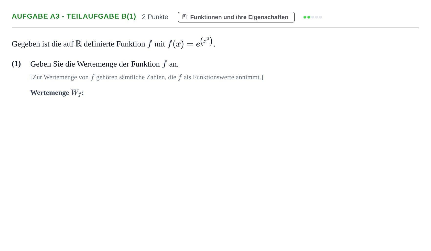 Aufgabenstellung: Aufgabe A3 - Teilaufgabe b(1) · Abitur NRW Mathematik LK · Haupttermin · GTR 2023