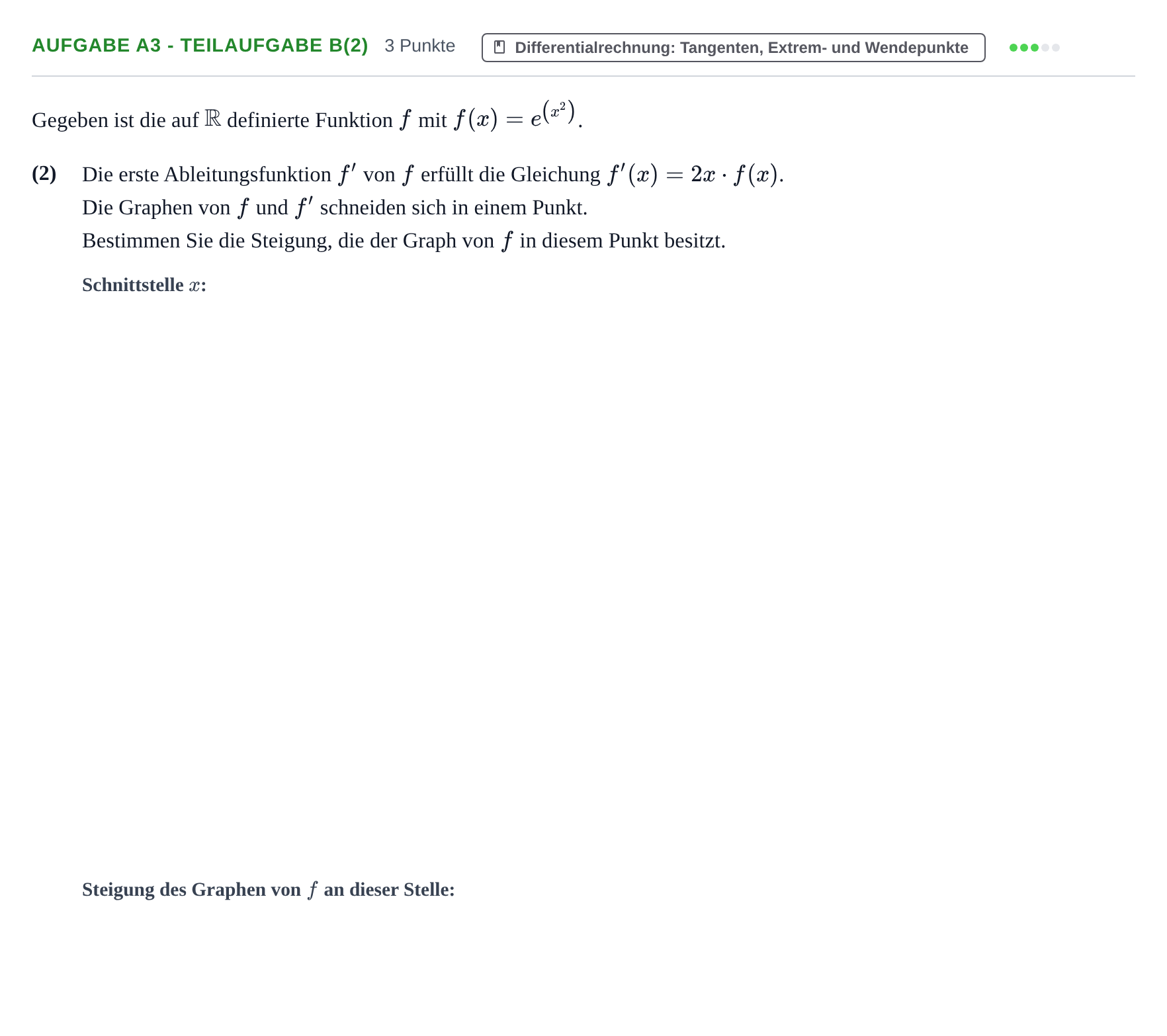Aufgabenstellung: Aufgabe A3 - Teilaufgabe b(2) · Abitur NRW Mathematik LK · Haupttermin · GTR 2023