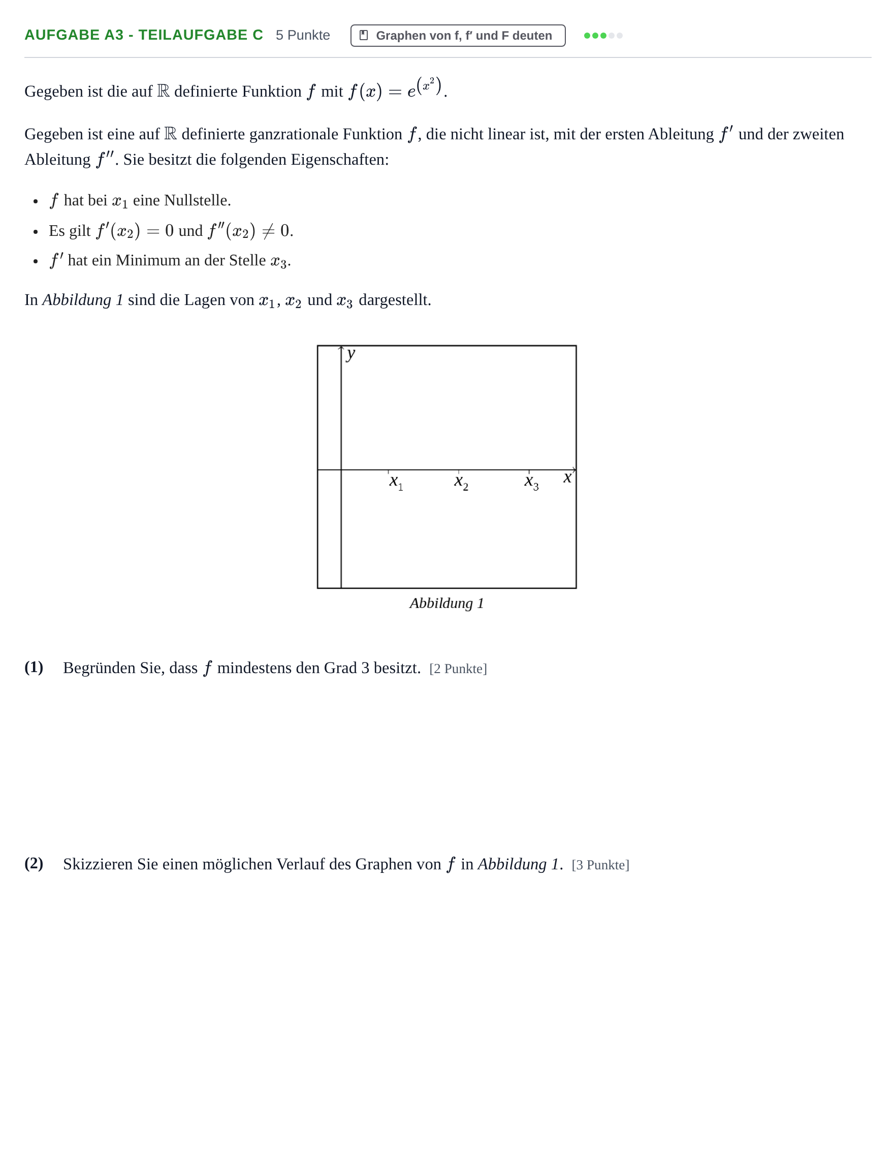 Aufgabenstellung: Aufgabe A3 - Teilaufgabe c · Abitur NRW Mathematik LK · Haupttermin · GTR 2023