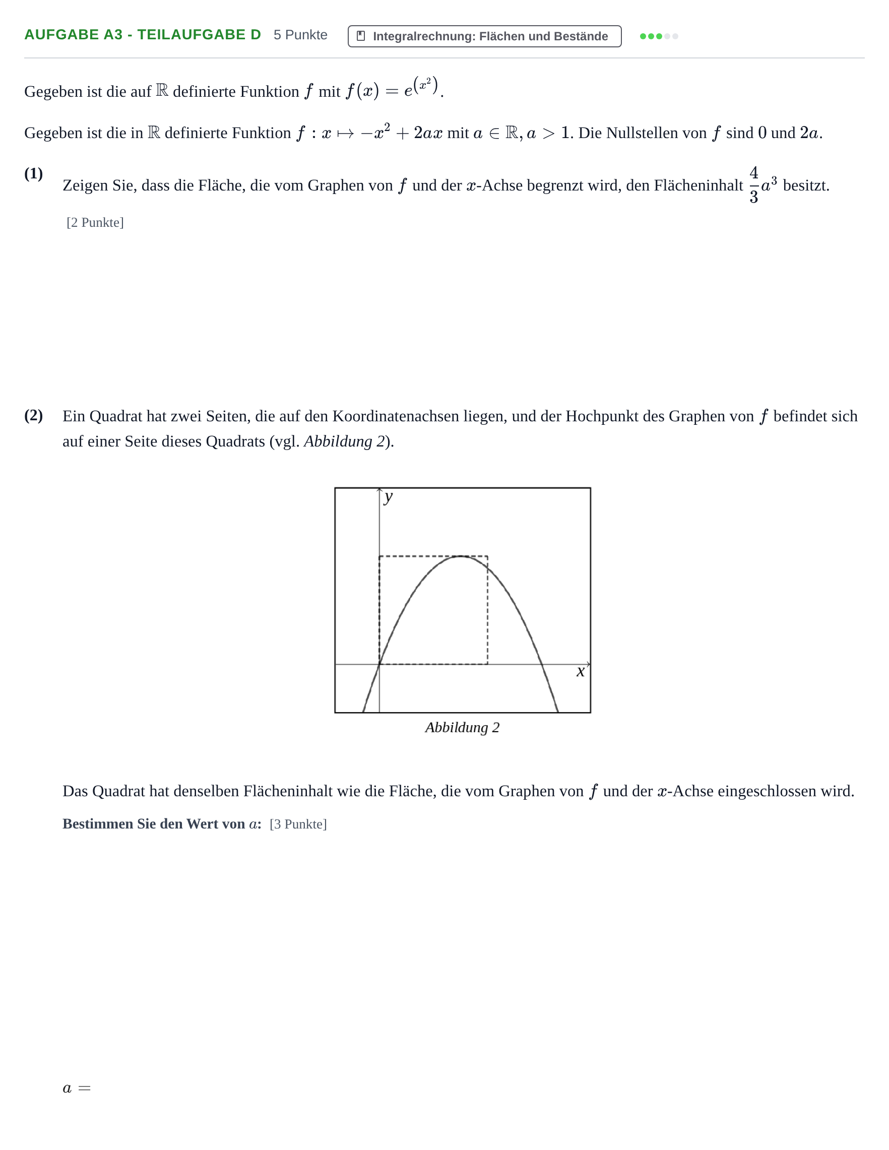 Aufgabenstellung: Aufgabe A3 - Teilaufgabe d · Abitur NRW Mathematik LK · Haupttermin · GTR 2023