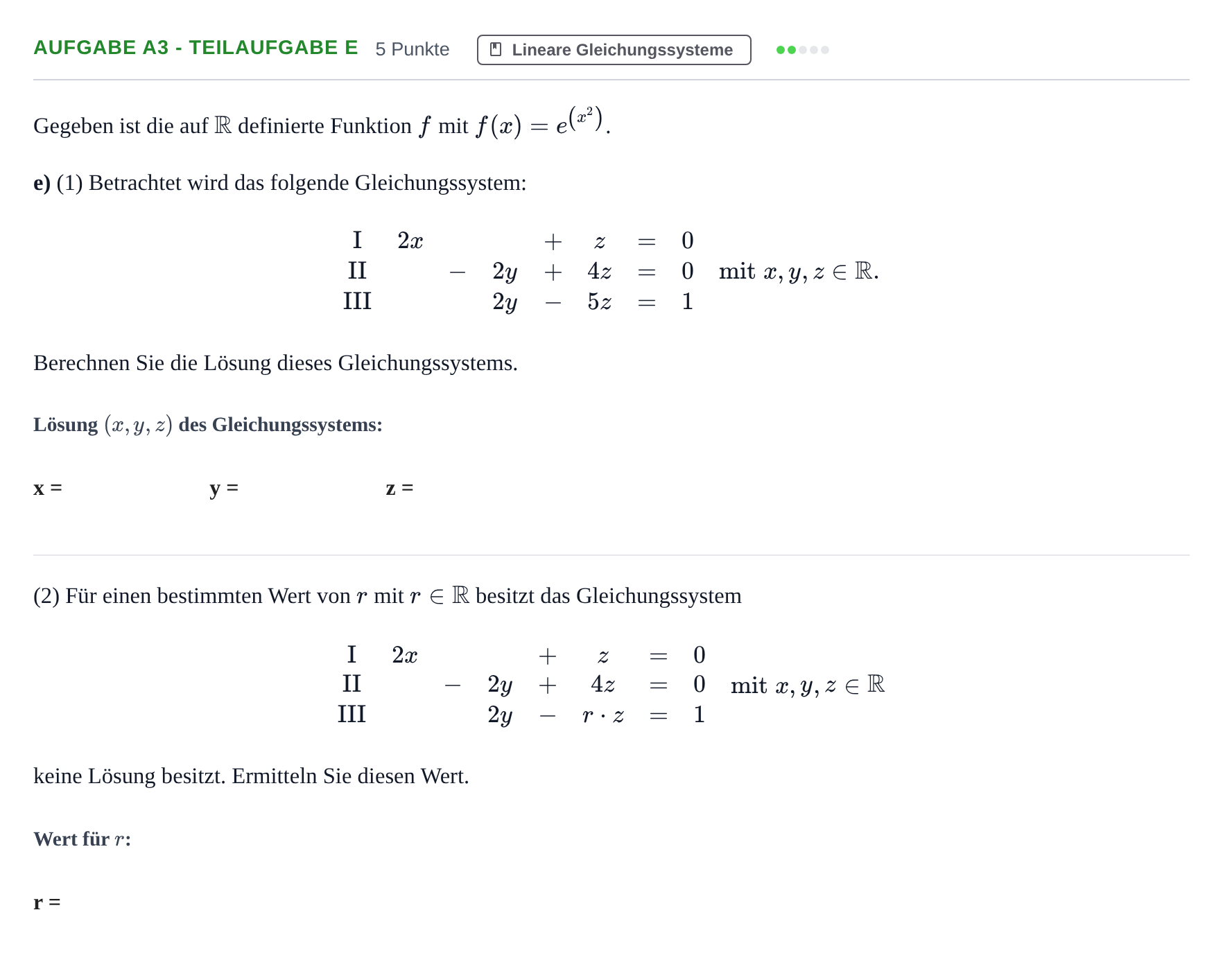 Aufgabenstellung: Aufgabe A3 - Teilaufgabe e · Abitur NRW Mathematik LK · Haupttermin · GTR 2023