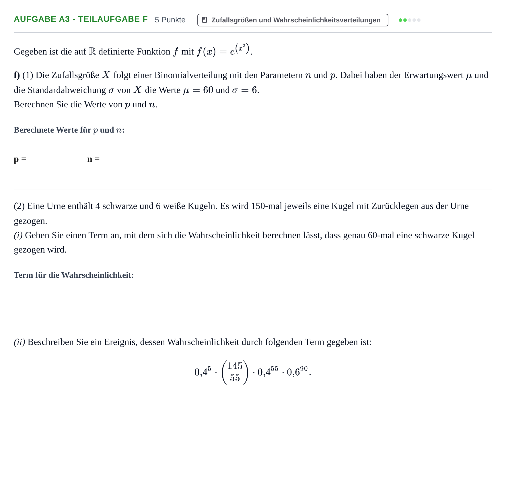 Aufgabenstellung: Aufgabe A3 - Teilaufgabe f · Abitur NRW Mathematik LK · Haupttermin · GTR 2023