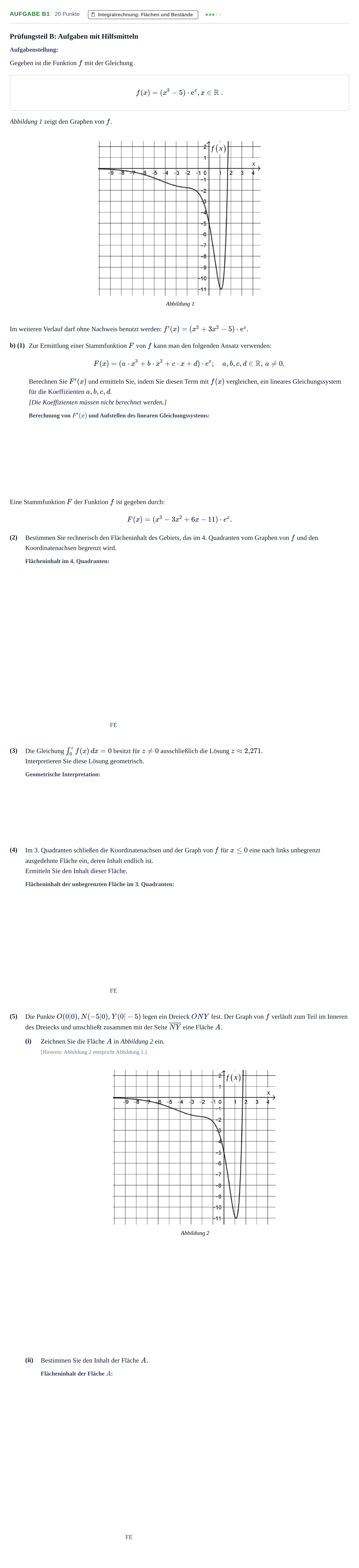 Aufgabenstellung: Aufgabe B1 - Integralrechnung · Abitur NRW Mathematik LK · Haupttermin · GTR 2023