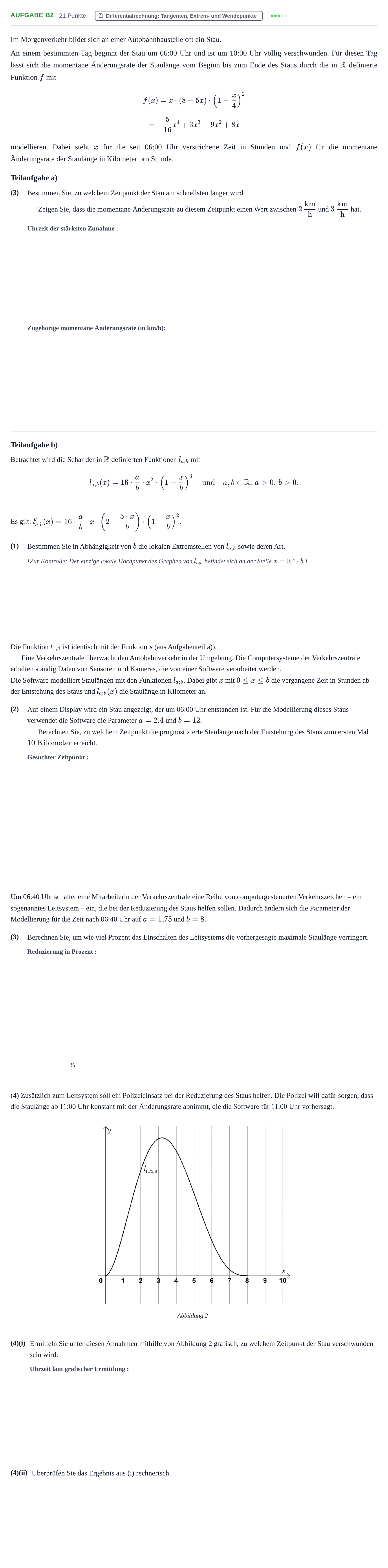 Aufgabenstellung: Aufgabe B2 - Differentialrechnung · Abitur NRW Mathematik LK · Haupttermin · GTR 2023