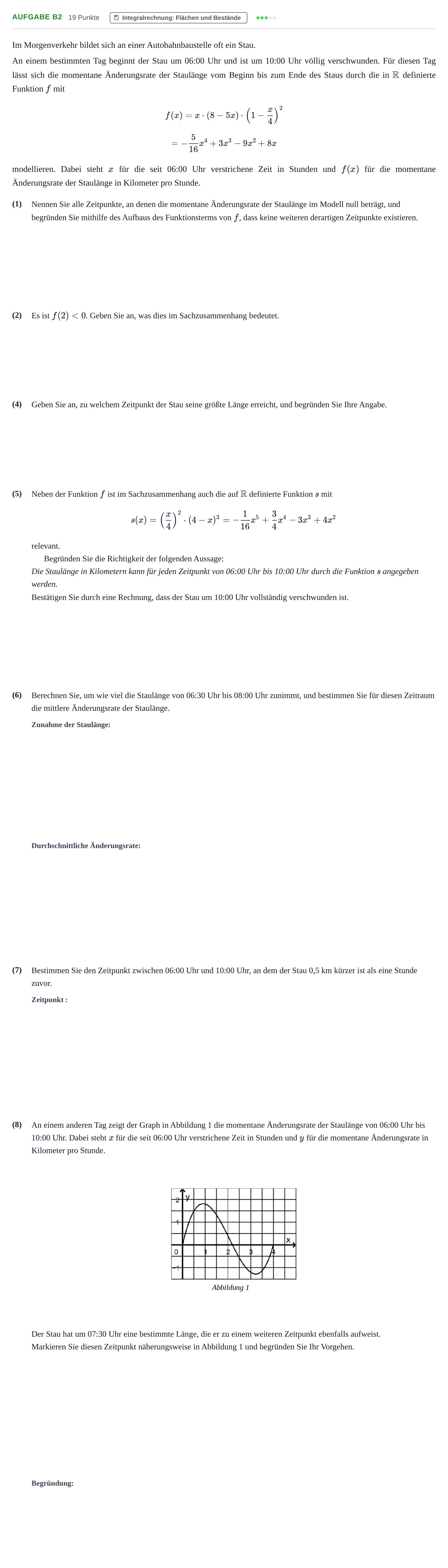 Aufgabenstellung: Aufgabe B2 - Integralrechnung: Flächen und Bestän… · Abitur NRW Mathematik LK · Haupttermin · GTR 2023