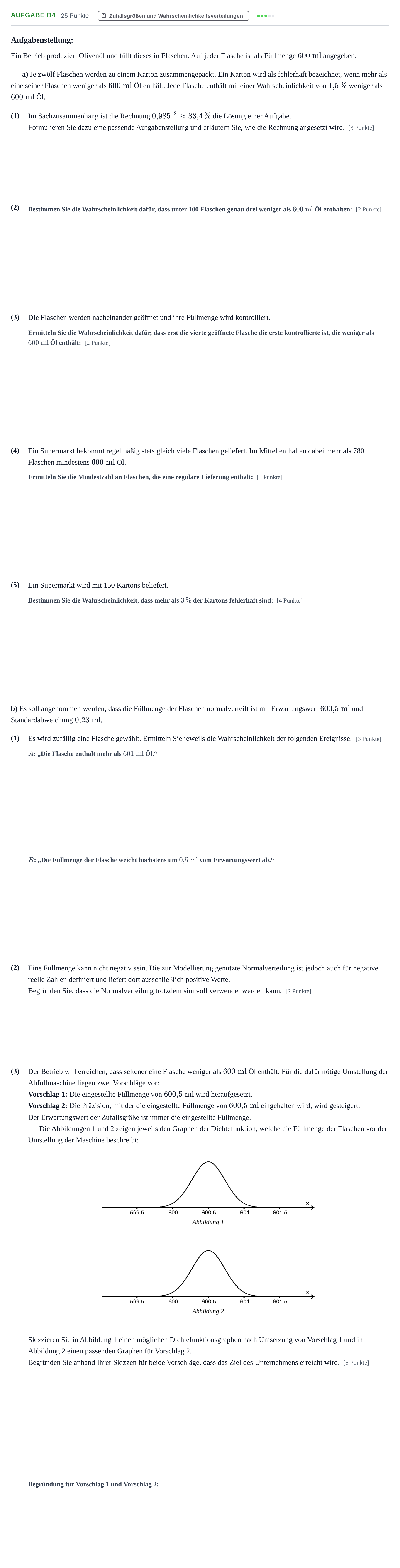 Aufgabenstellung: Aufgabe B4 · Abitur NRW Mathematik LK · Haupttermin · GTR 2023
