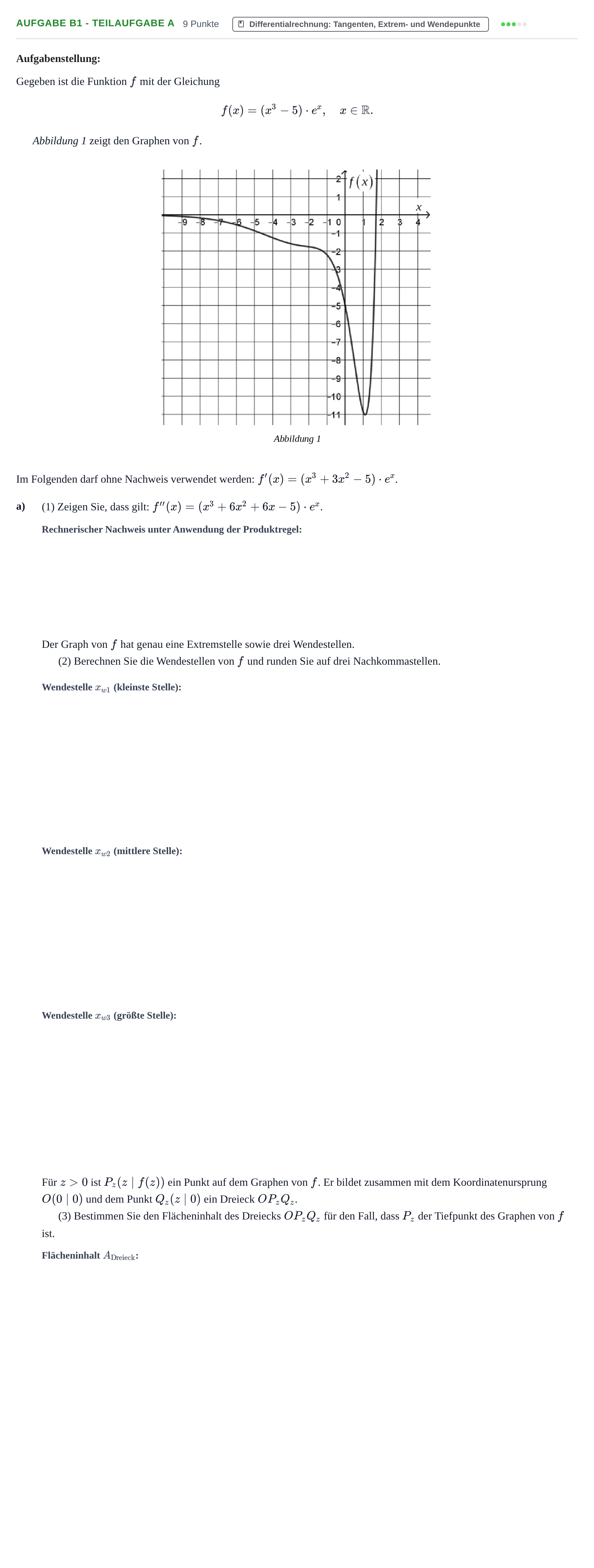 Aufgabenstellung: Aufgabe B1 - Teilaufgabe a · Abitur NRW Mathematik LK · Haupttermin · GTR · Weiterbildungsk 2023