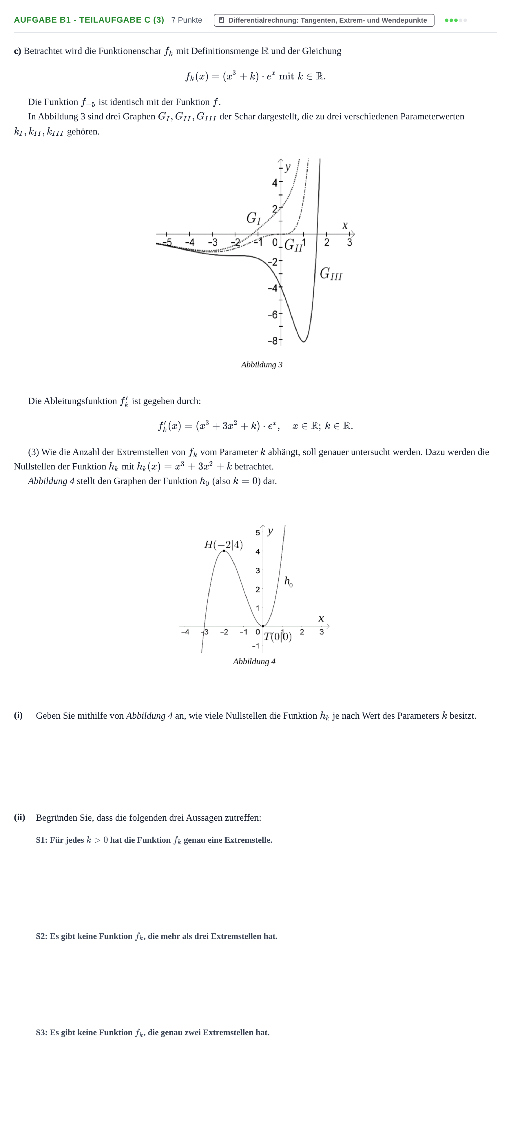 Aufgabenstellung: Aufgabe B1 - Teilaufgabe c (3) · Abitur NRW Mathematik LK · Haupttermin · GTR · Weiterbildungsk 2023