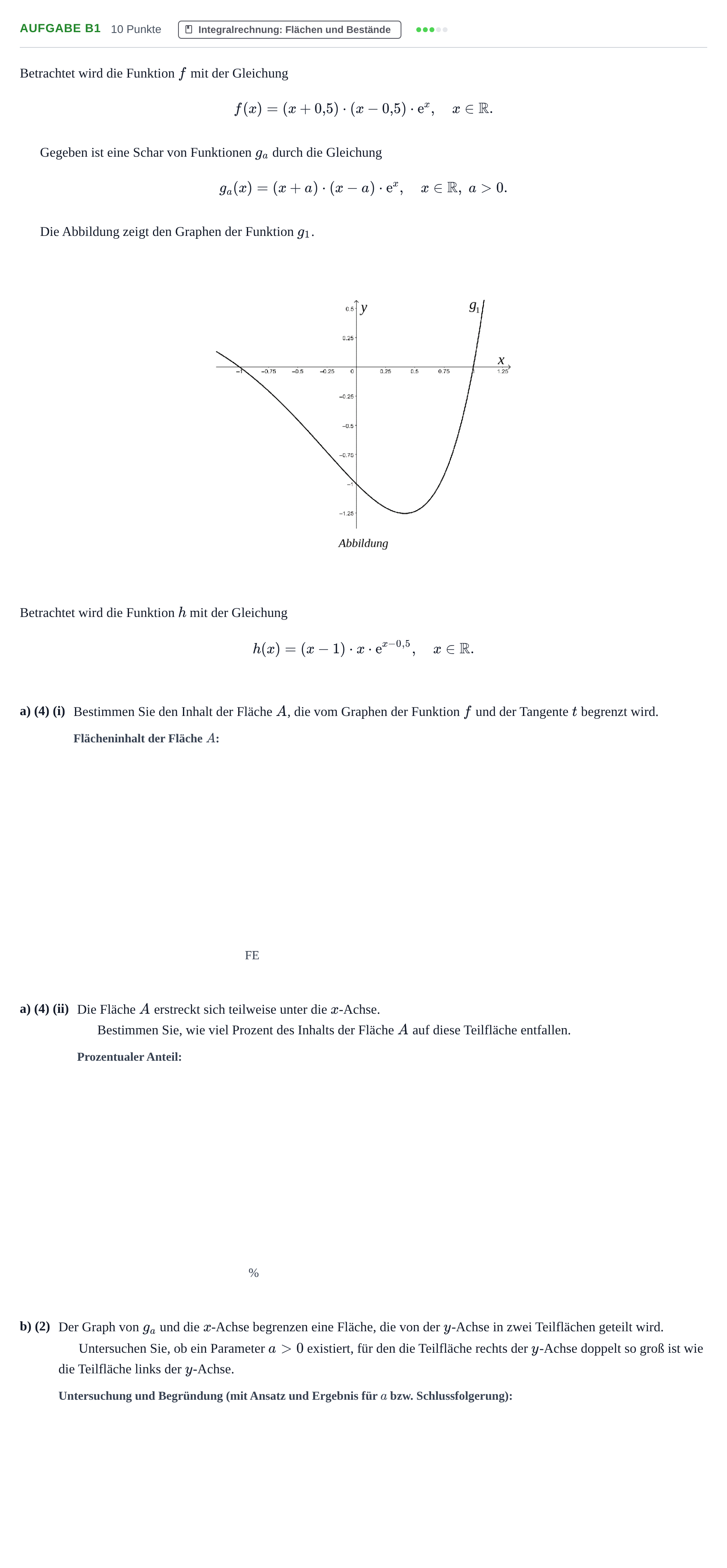Aufgabenstellung: Aufgabe B1 - Integralrechnung · Abitur NRW Mathematik LK · Nachtermin · CAS 2023