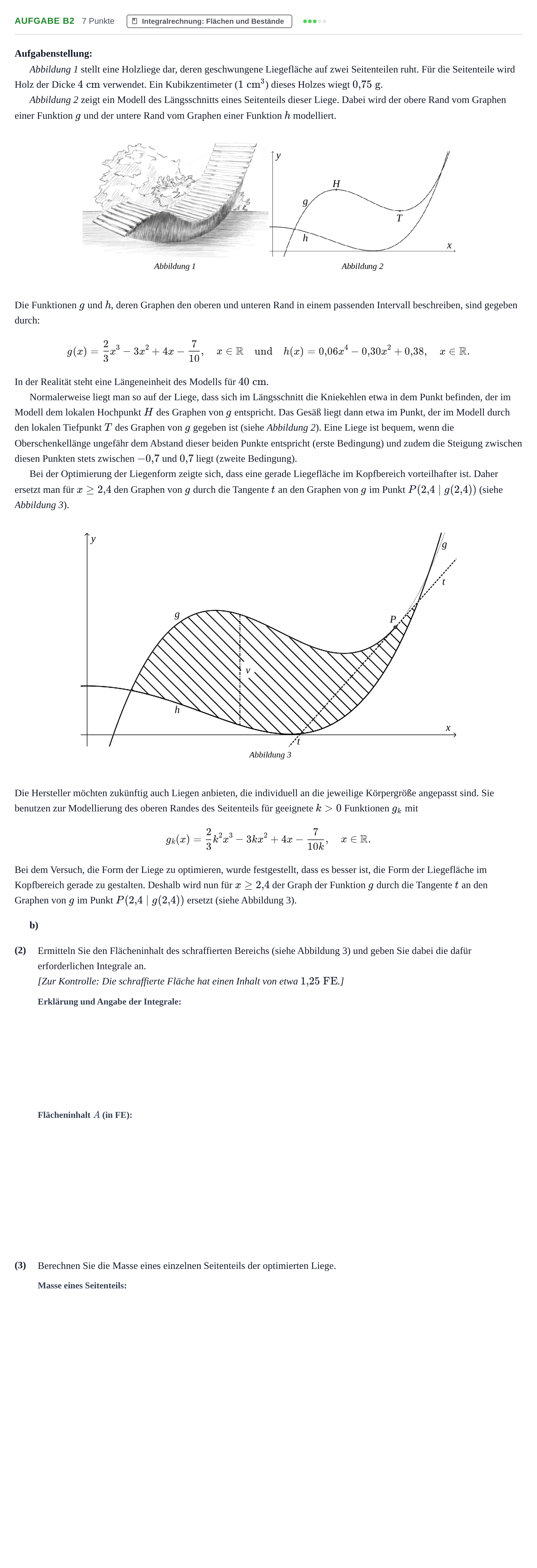 Aufgabenstellung: Aufgabe B2 - Integralrechnung · Abitur NRW Mathematik LK · Nachtermin · CAS 2023