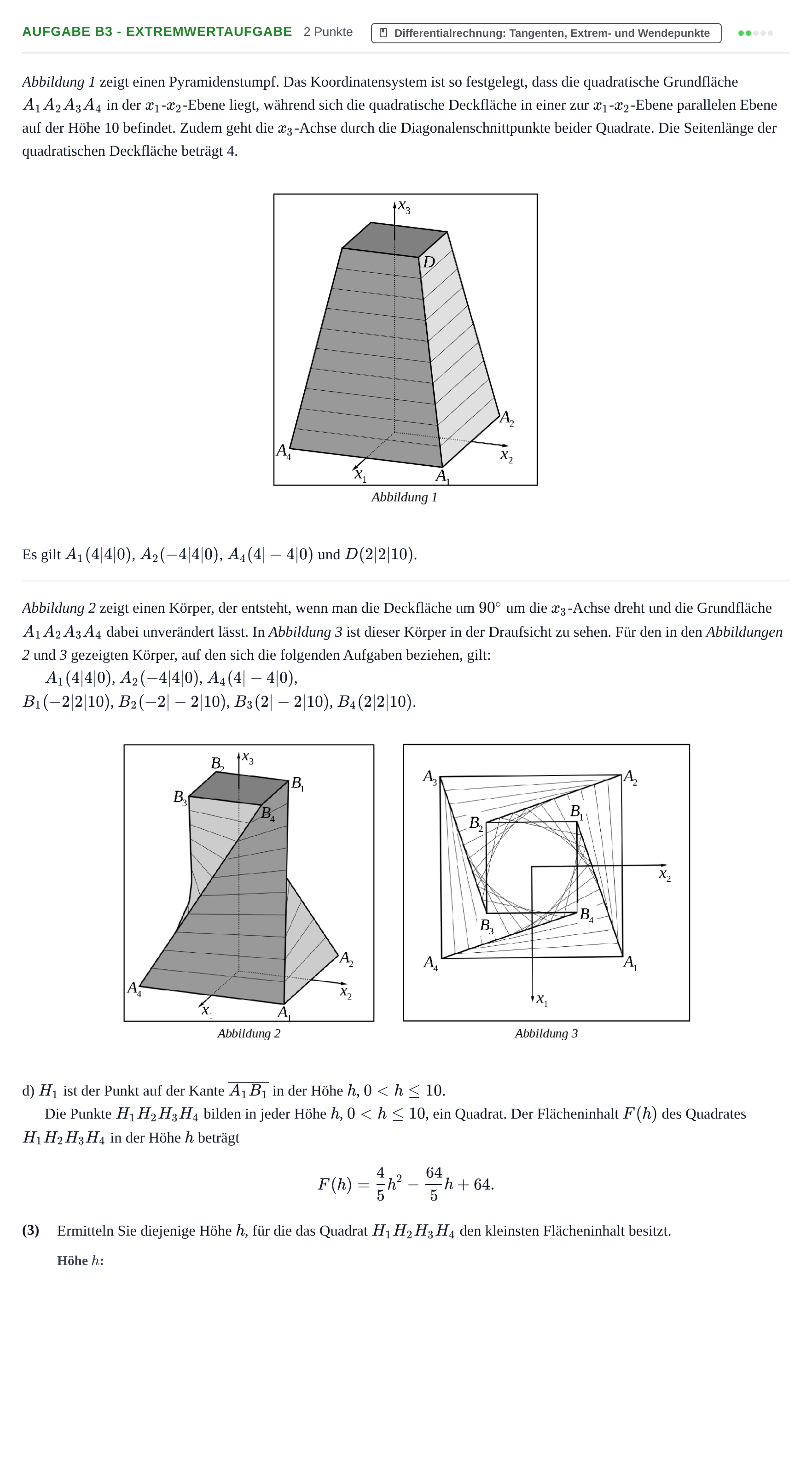 Aufgabenstellung: Aufgabe B3 - Extremwertaufgabe · Abitur NRW Mathematik LK · Nachtermin · CAS 2023