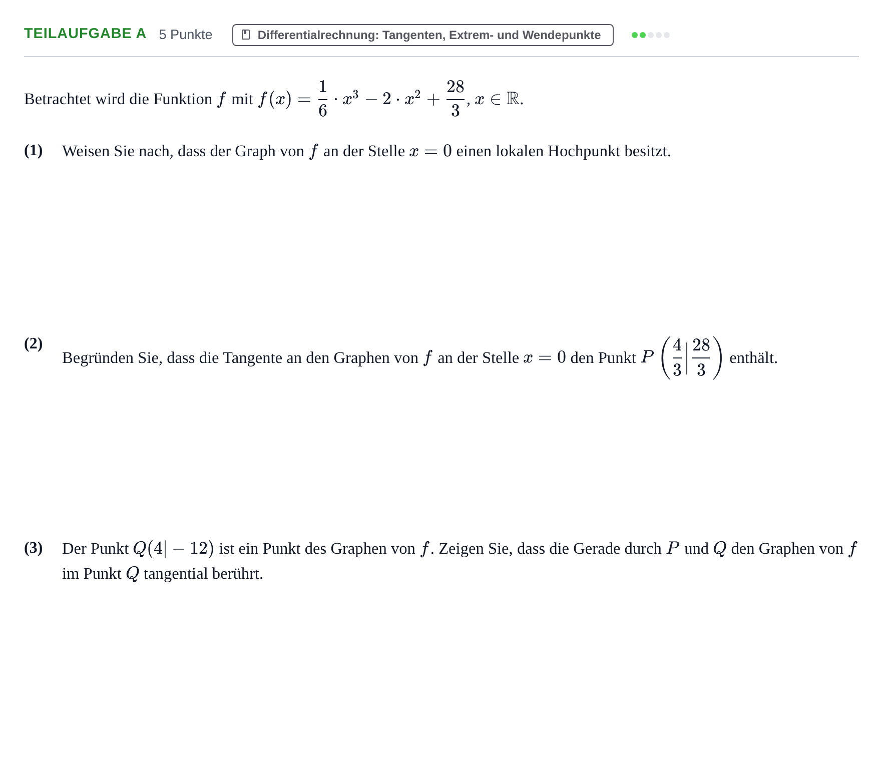 Aufgabenstellung: Teilaufgabe a · Abitur NRW Mathematik LK · Nachtermin · CAS 2023