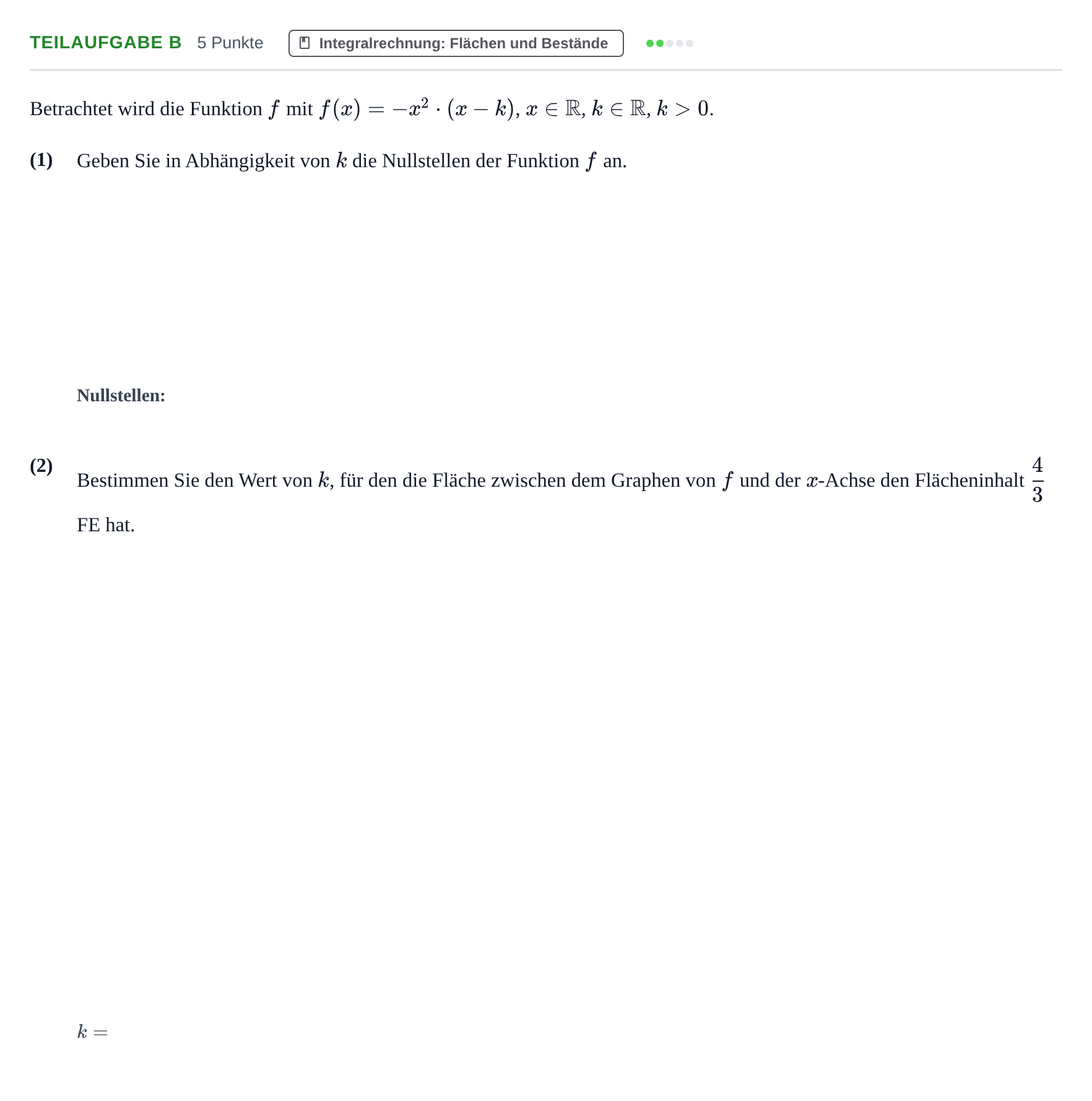 Aufgabenstellung: Teilaufgabe b · Abitur NRW Mathematik LK · Nachtermin · CAS 2023