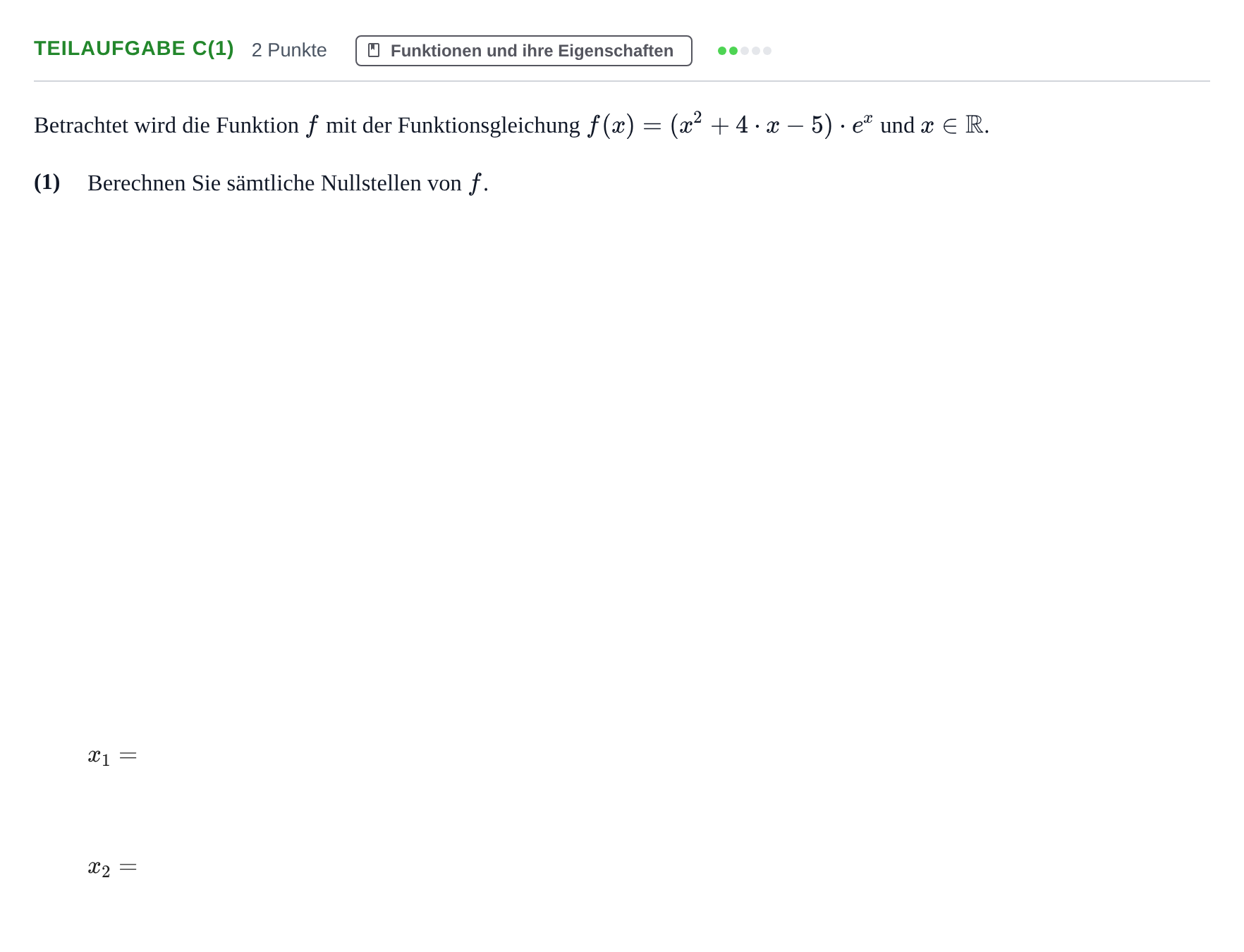 Aufgabenstellung: Teilaufgabe c(1) · Abitur NRW Mathematik LK · Nachtermin · CAS 2023