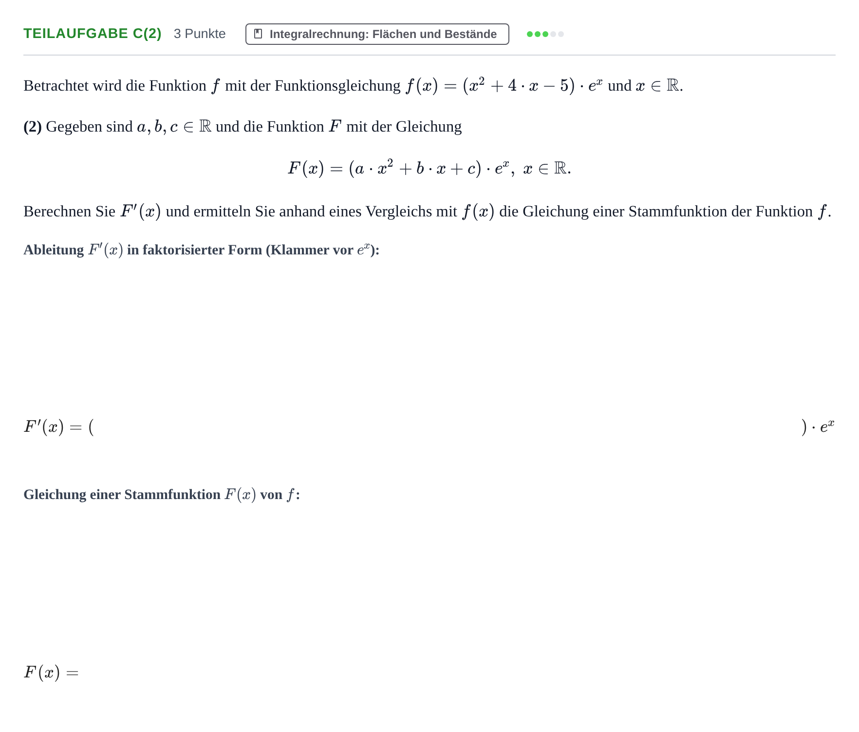 Aufgabenstellung: Teilaufgabe c(2) · Abitur NRW Mathematik LK · Nachtermin · CAS 2023
