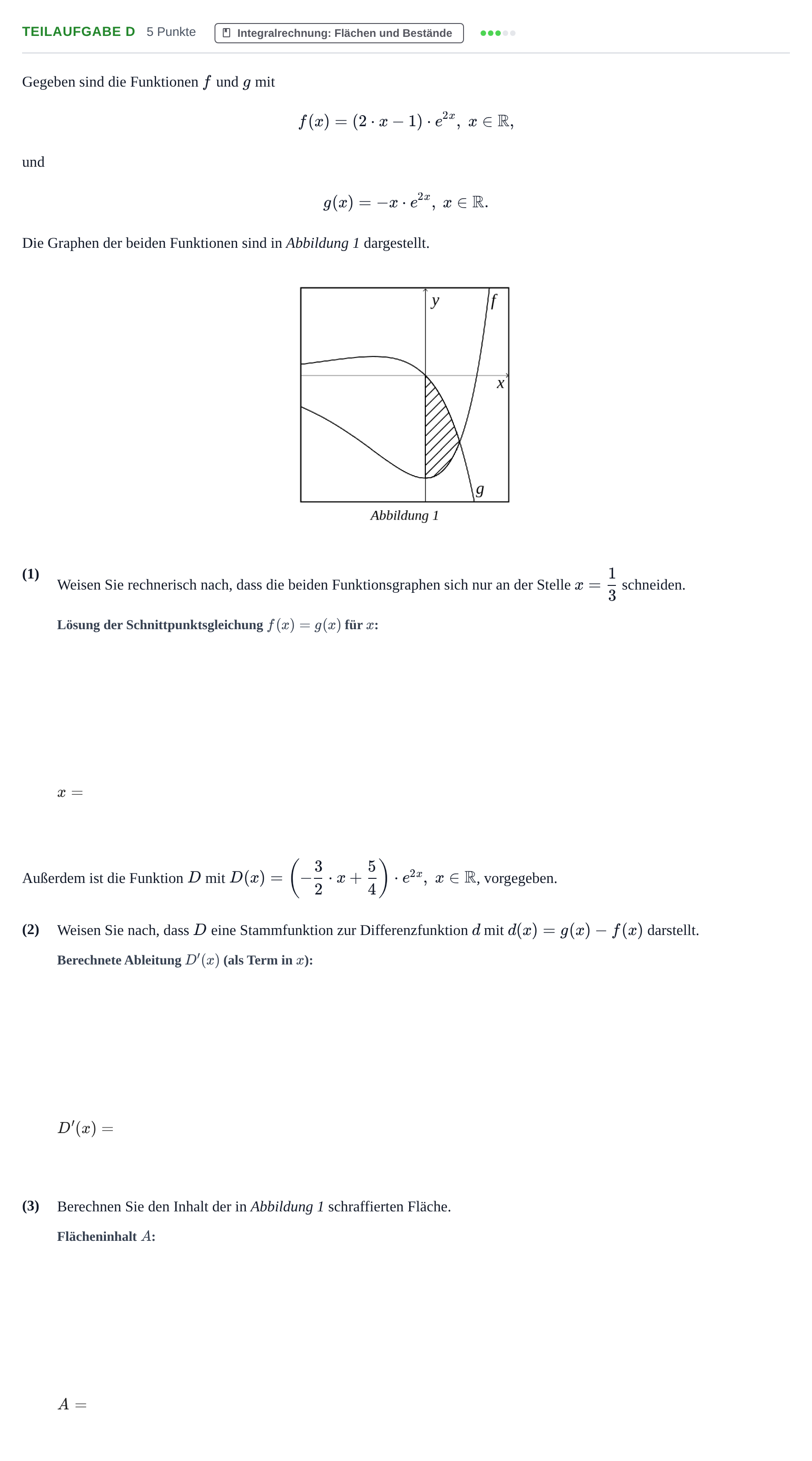 Aufgabenstellung: Teilaufgabe d · Abitur NRW Mathematik LK · Nachtermin · CAS 2023