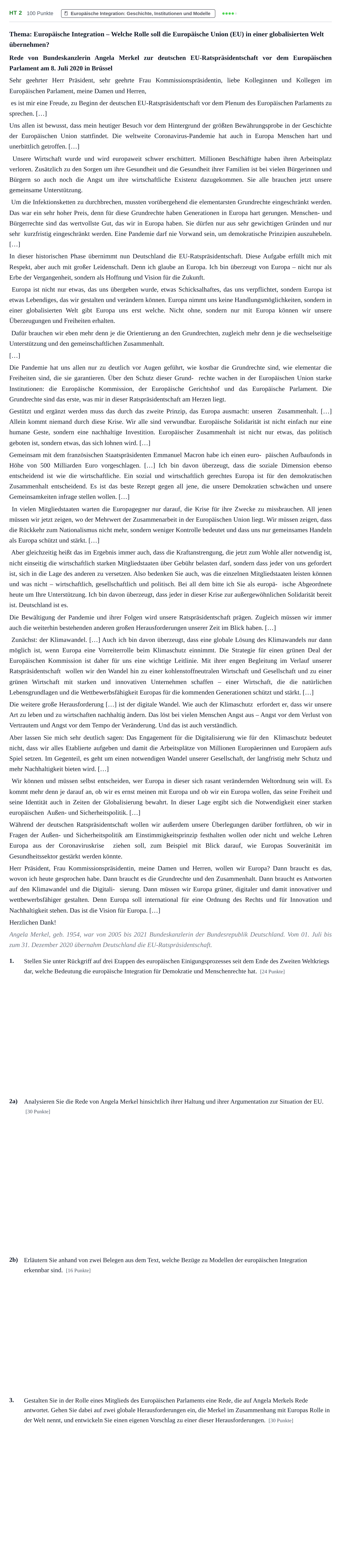Aufgabenstellung: Aufgabe HT 2 · Abitur NRW Sozialwissenschaften LK · Haupttermin 2022