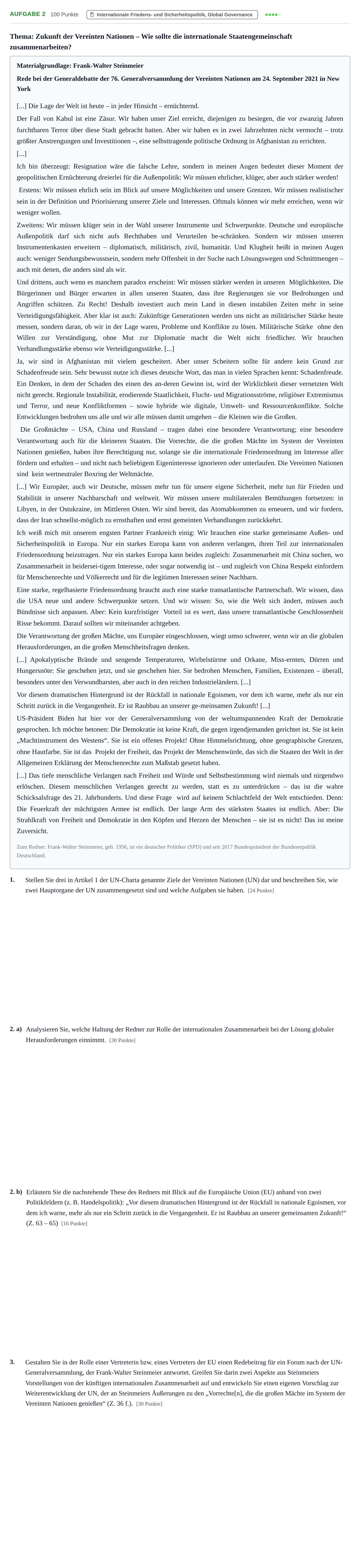 Aufgabenstellung: Aufgabe 2 · Abitur NRW Sozialwissenschaften GK · Nachtermin 2023
