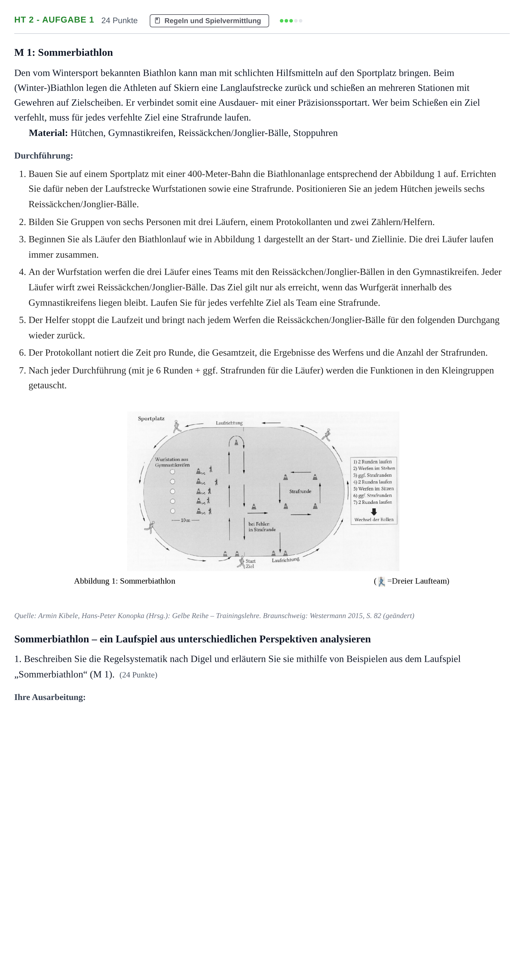 Aufgabenstellung: Aufgabe HT 2 - Aufgabe 1 · Abitur NRW Sport LK · Haupttermin 2023