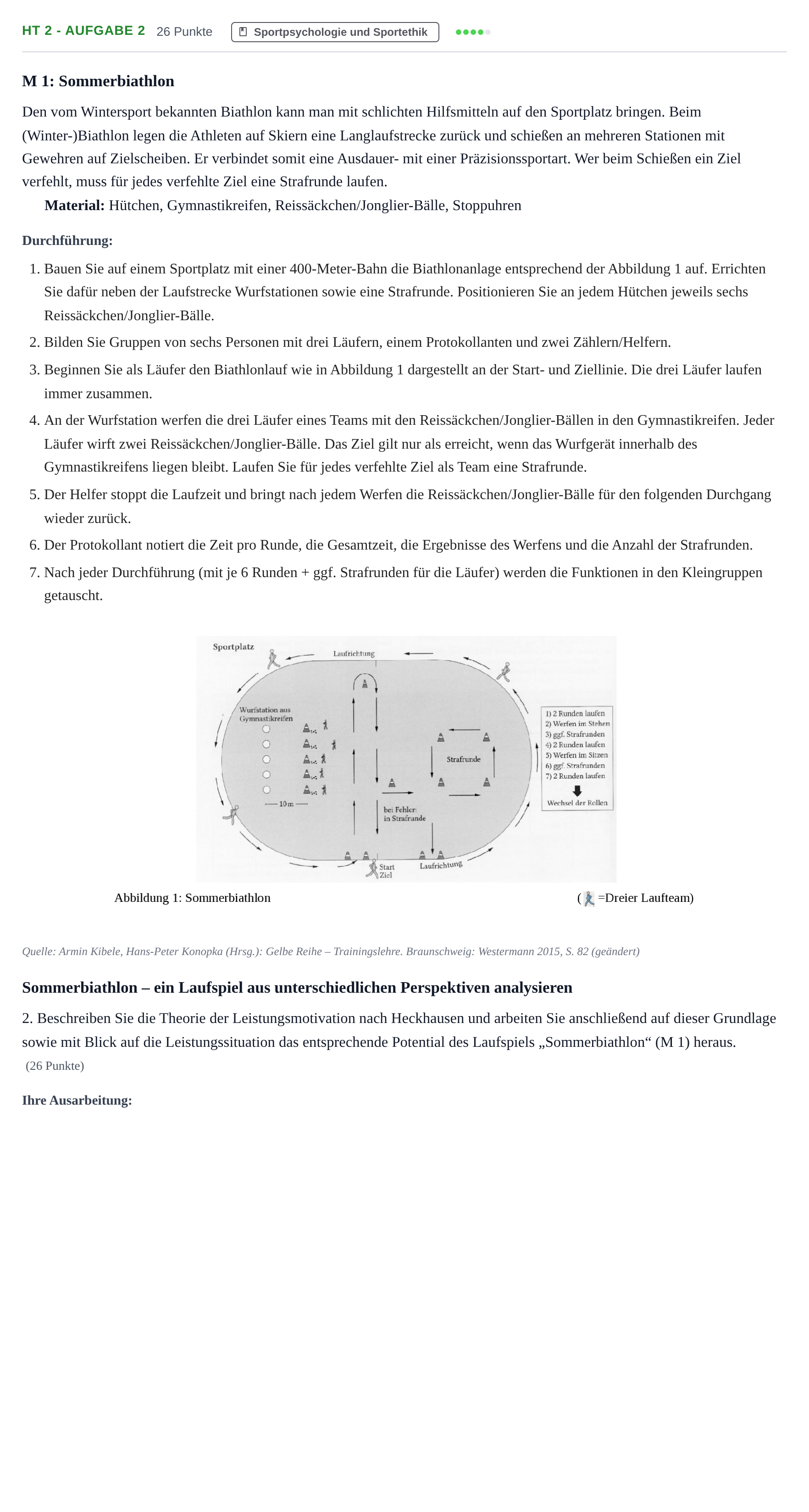 Aufgabenstellung: Aufgabe HT 2 - Aufgabe 2 · Abitur NRW Sport LK · Haupttermin 2023