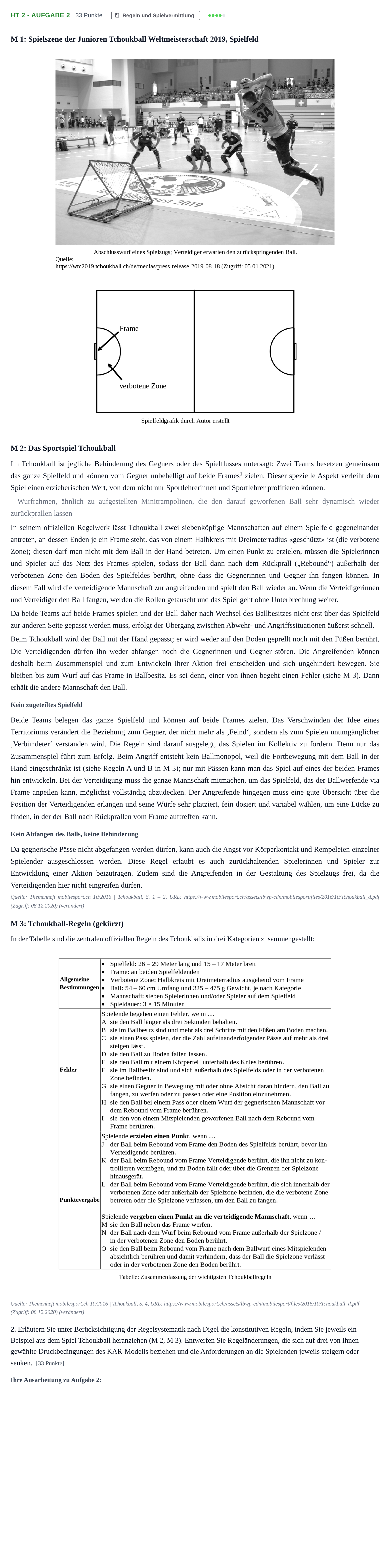 Aufgabenstellung: Aufgabe HT 2 - Aufgabe 2 · Abitur NRW Sport LK · Haupttermin 2022